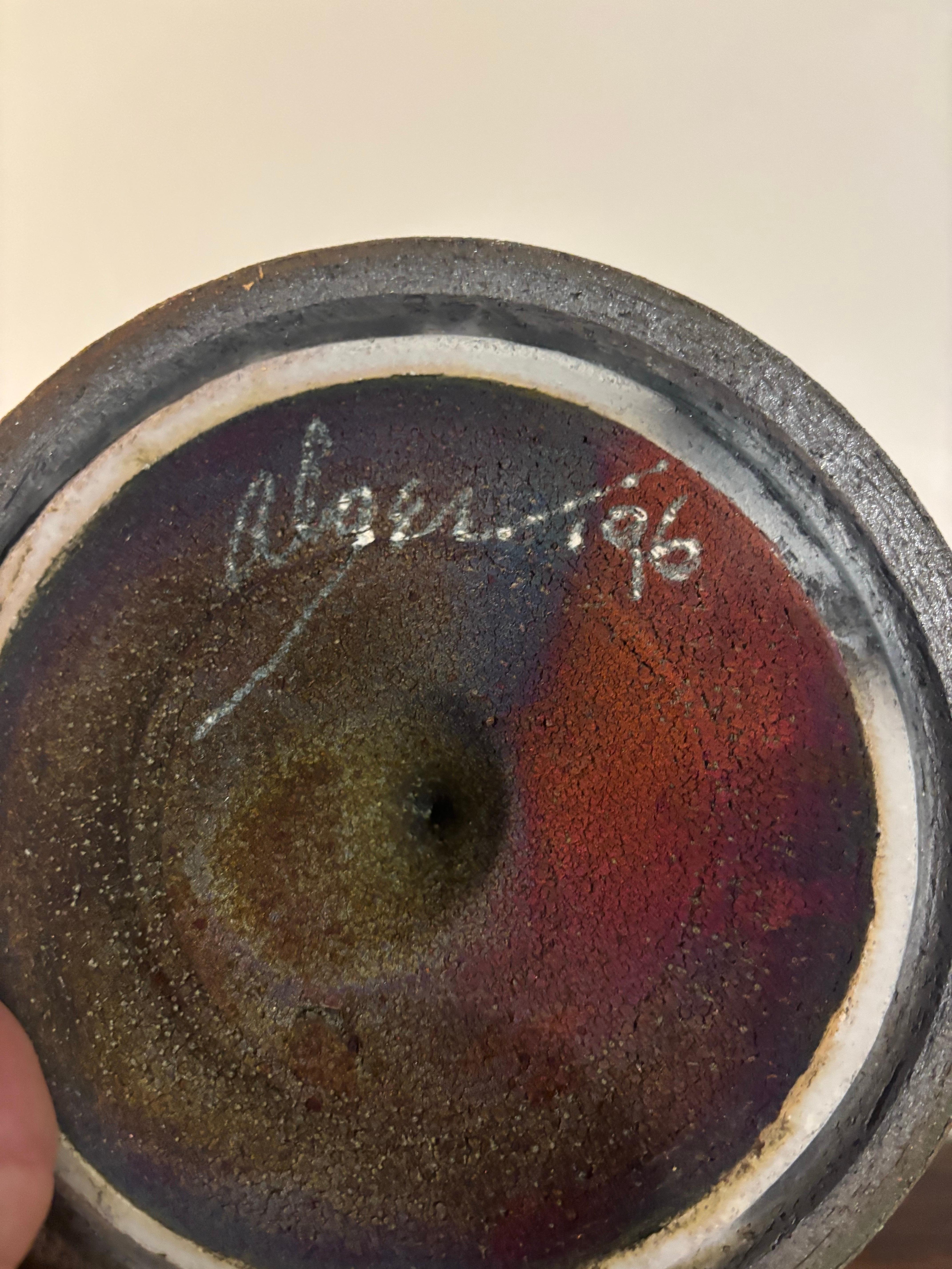 Ceramica Studio americano di ceramica Raku, vaso con coperchio in vendita