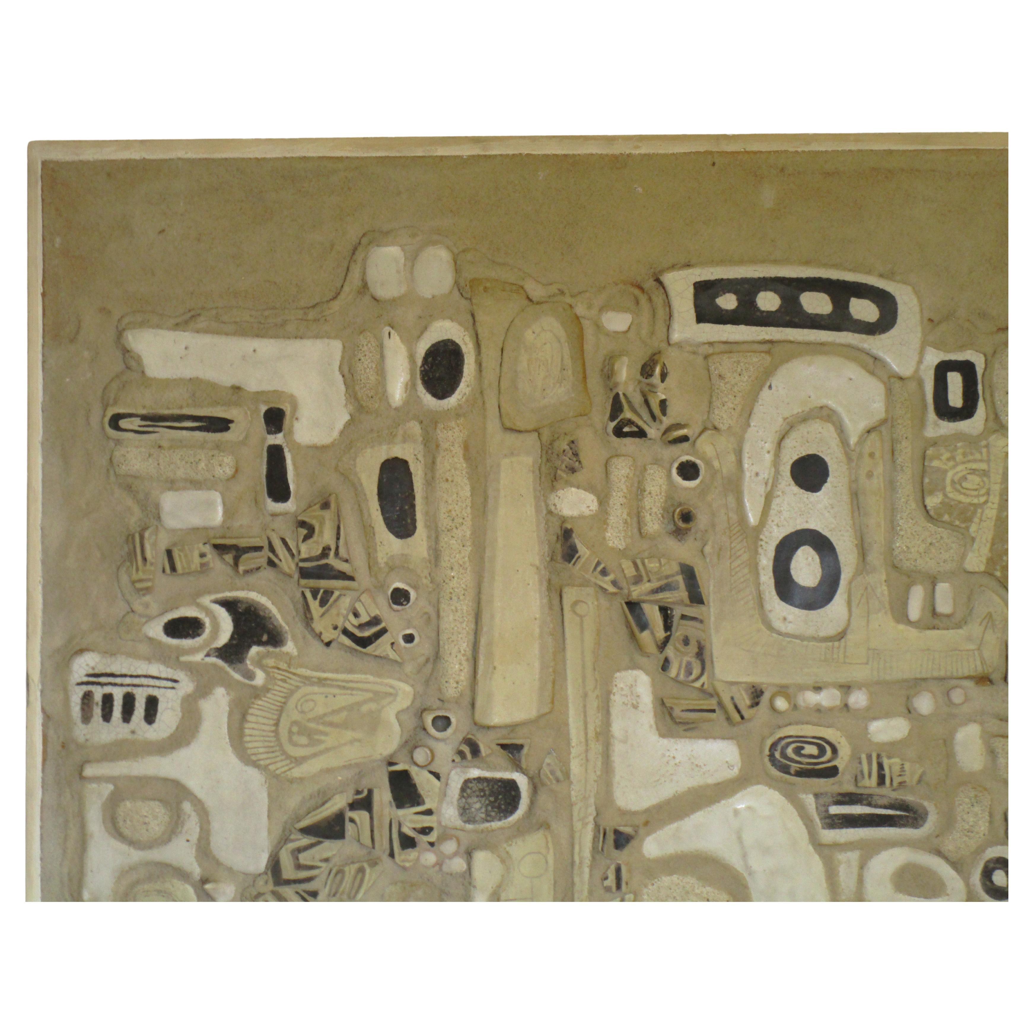 A rare ceramic mosaic tile wall panel by Frances Simches ( 1920-1974 ) Frances was a pioneer in the American studio ceramic craft movement. She taught a generation of important potters. Her works are in many major private and public collections.