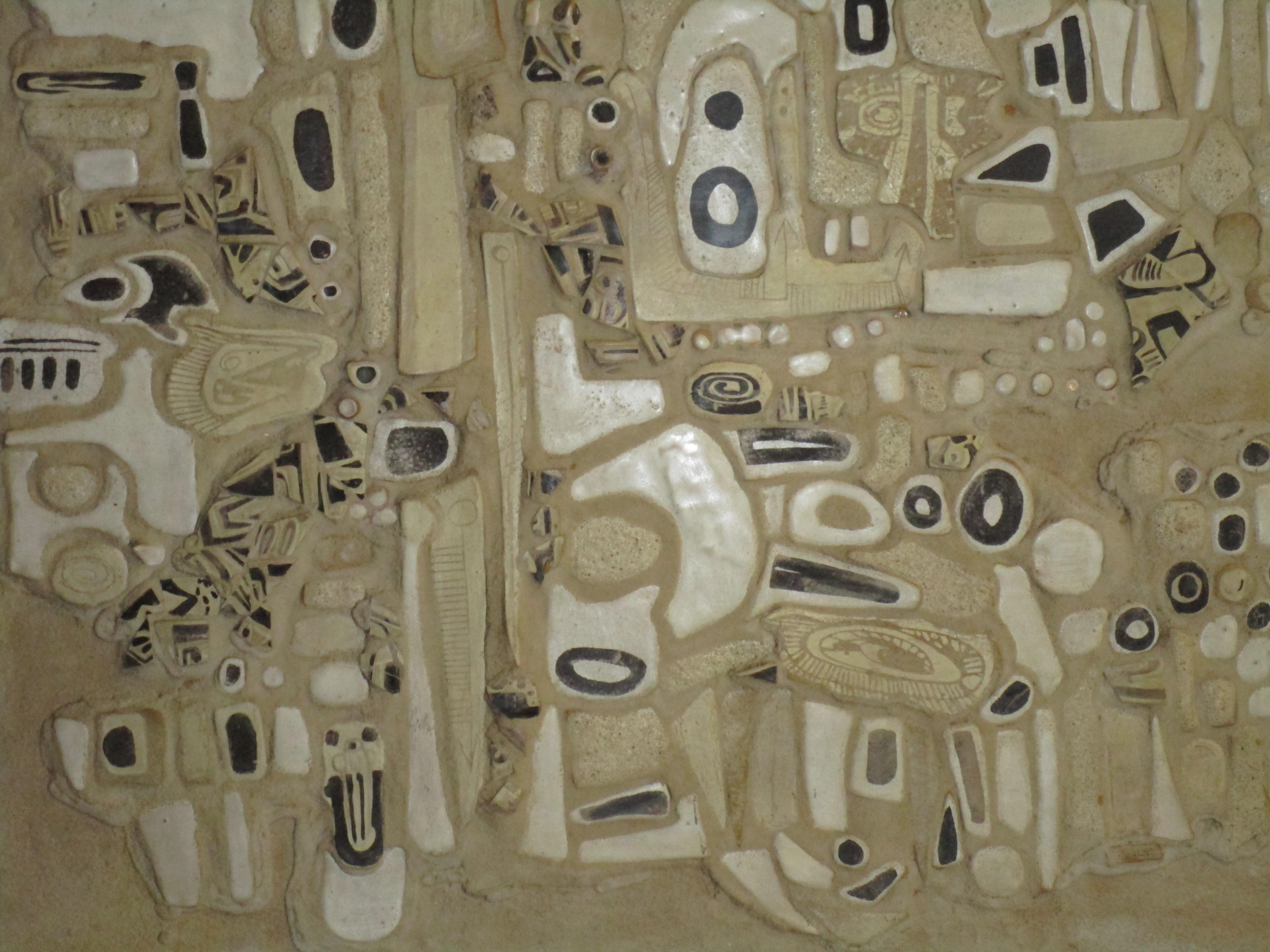 20th Century American Studio Ceramic Tile Sculpture Panel by Frances Simches, 1950-1960