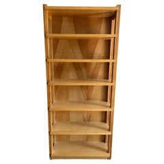 American Studio craft birch blonde tall open 6 shelf bookcase wall unit