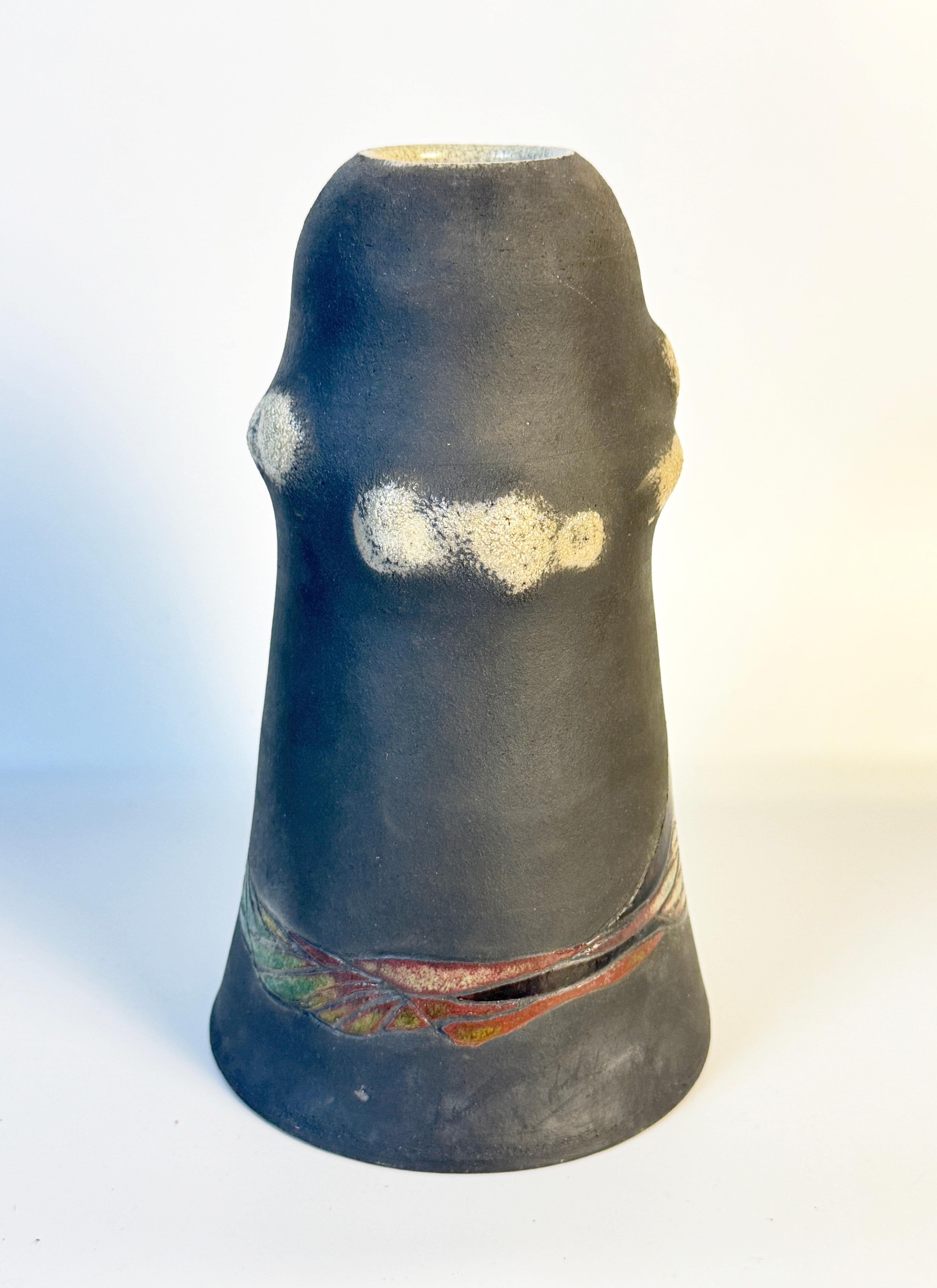 American Studio Craft Ceramic Vase with Mountain Sky In Good Condition For Sale In Philadelphia, PA