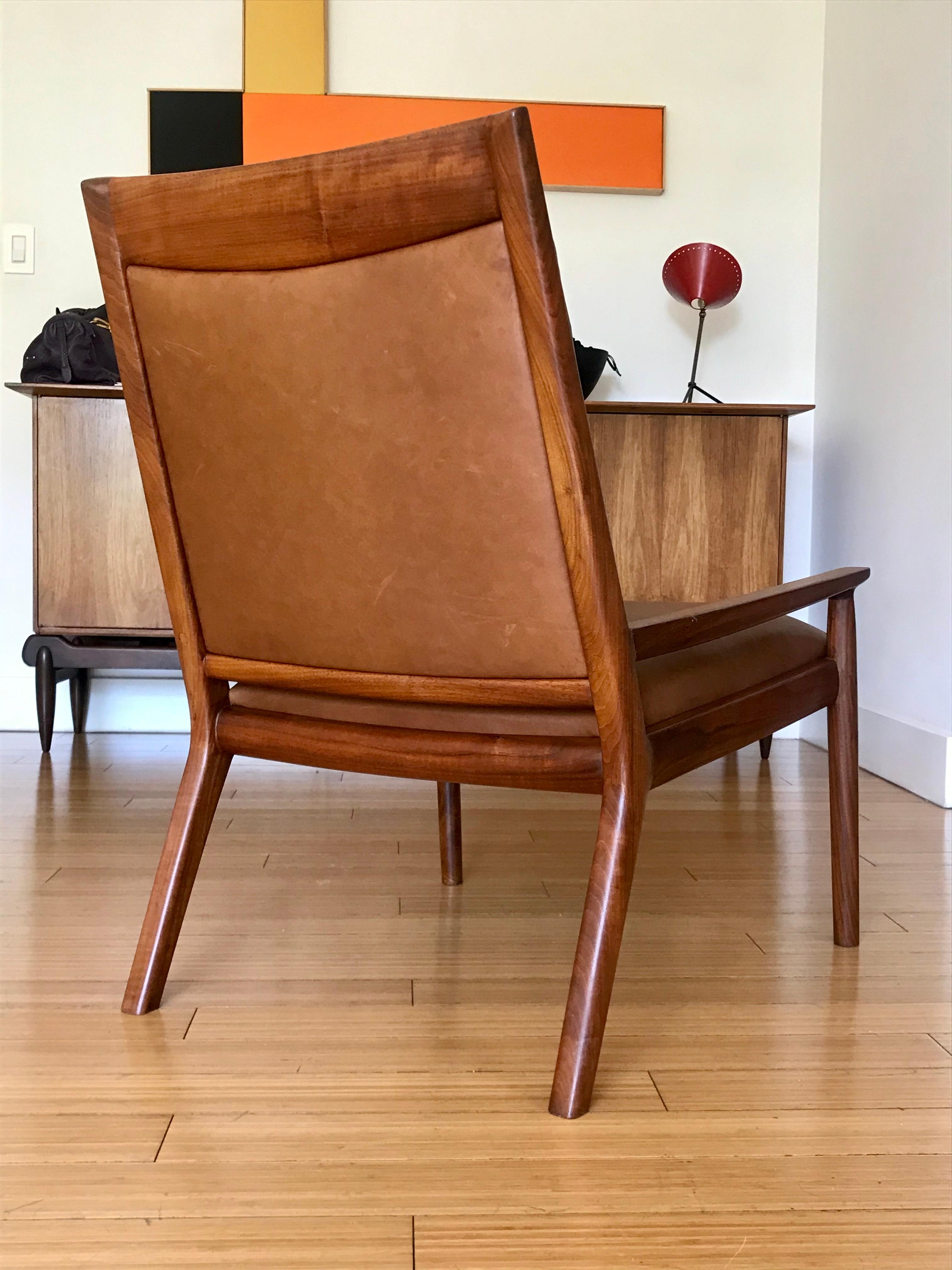 American Modern Studio Craft Leather Lounge Chair After Maloof  