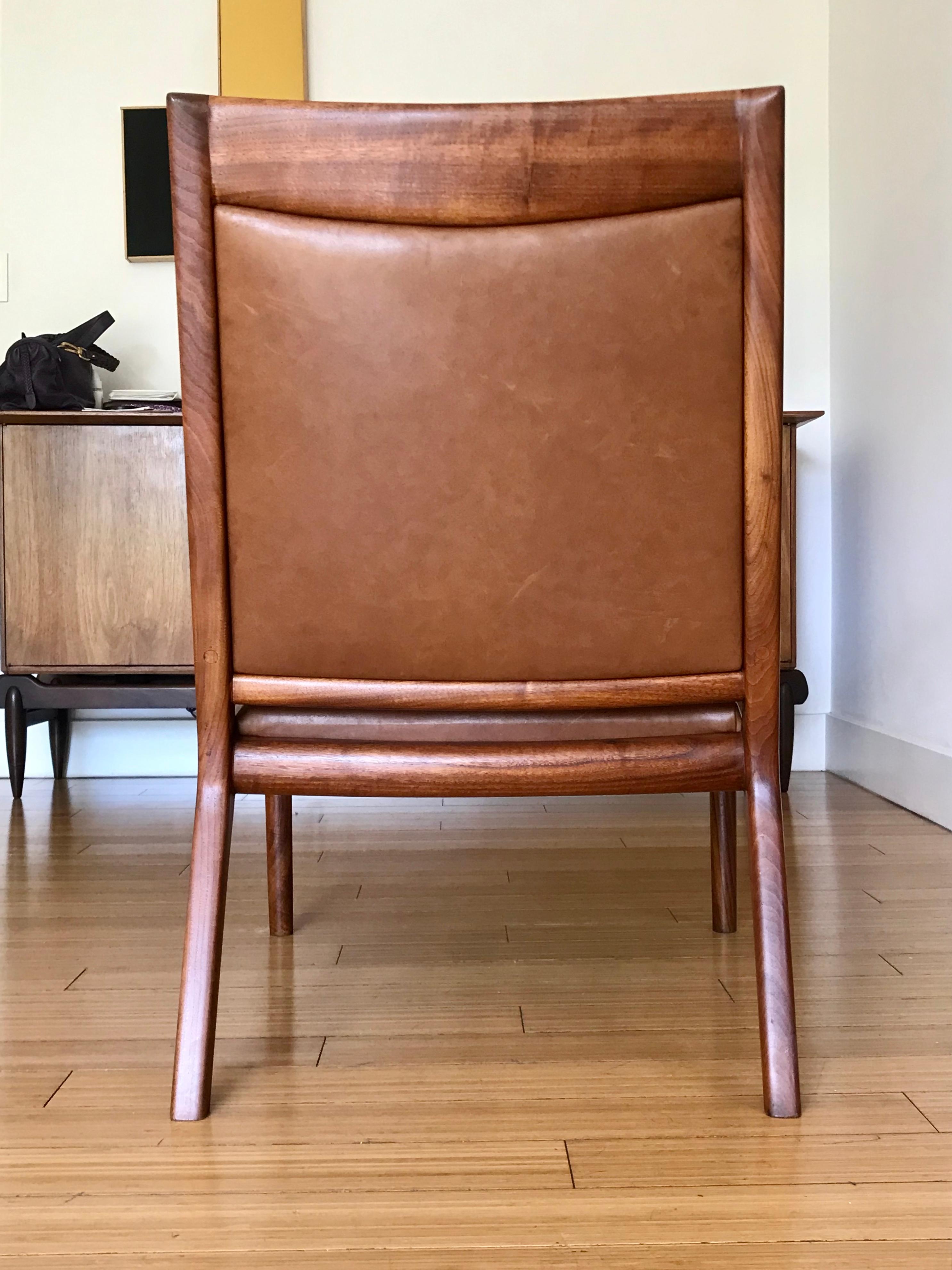 20th Century Modern Studio Craft Leather Lounge Chair After Maloof  