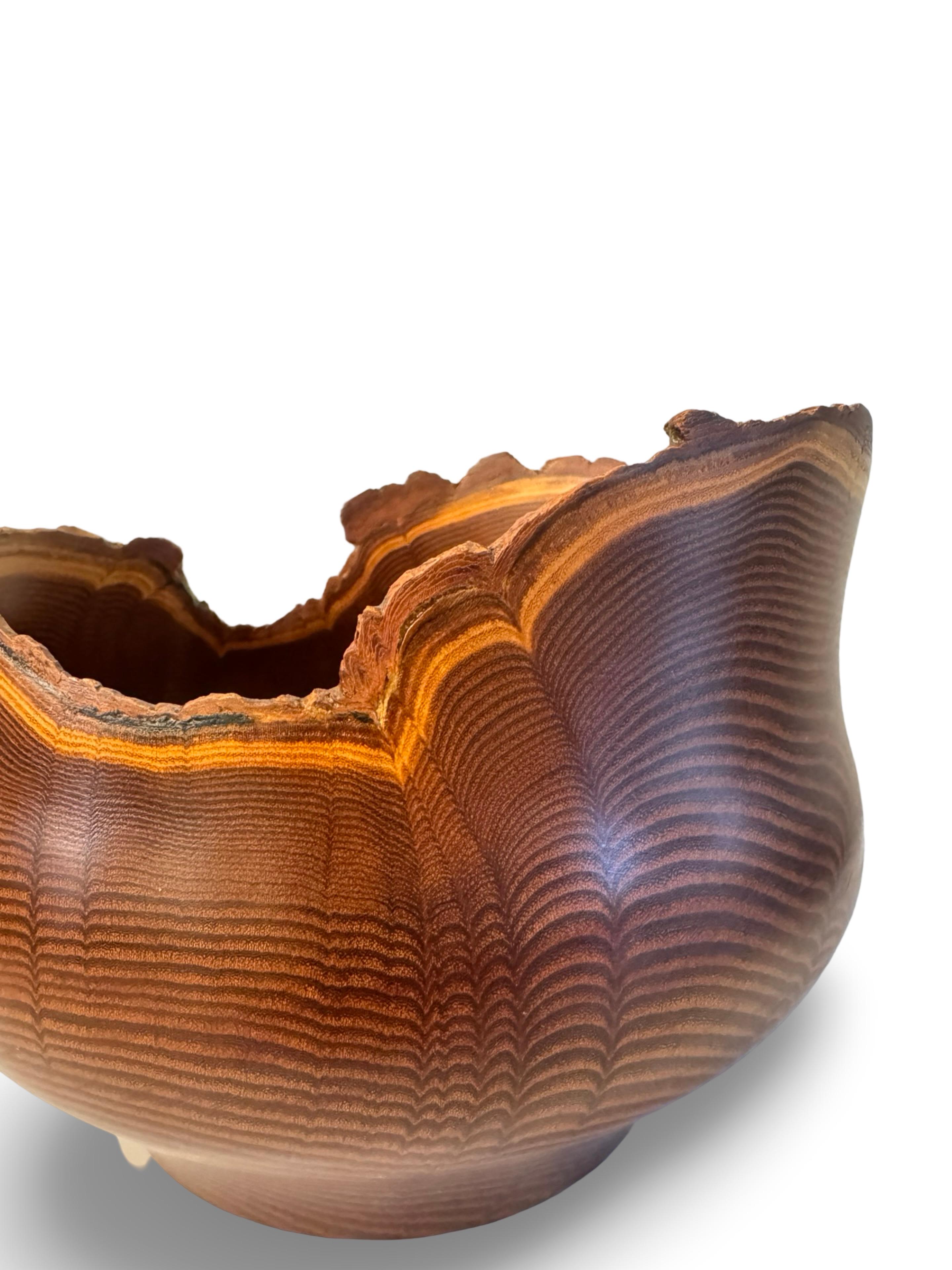 Fruitwood American Studio Craft Live Edge Wood Bowl For Sale