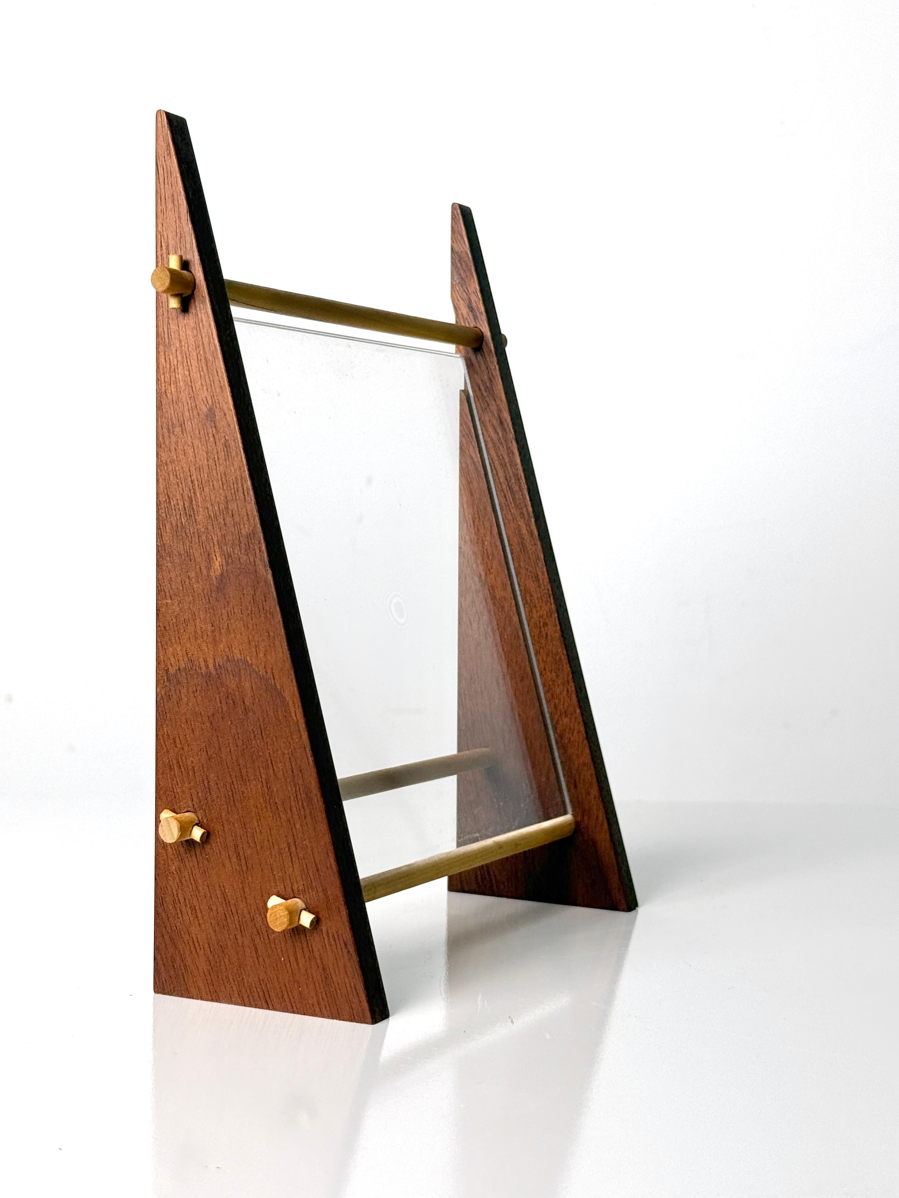 Organic Modern American Studio Craft Modern Wood and Acrylic Architectural Picture Frame 1980s For Sale