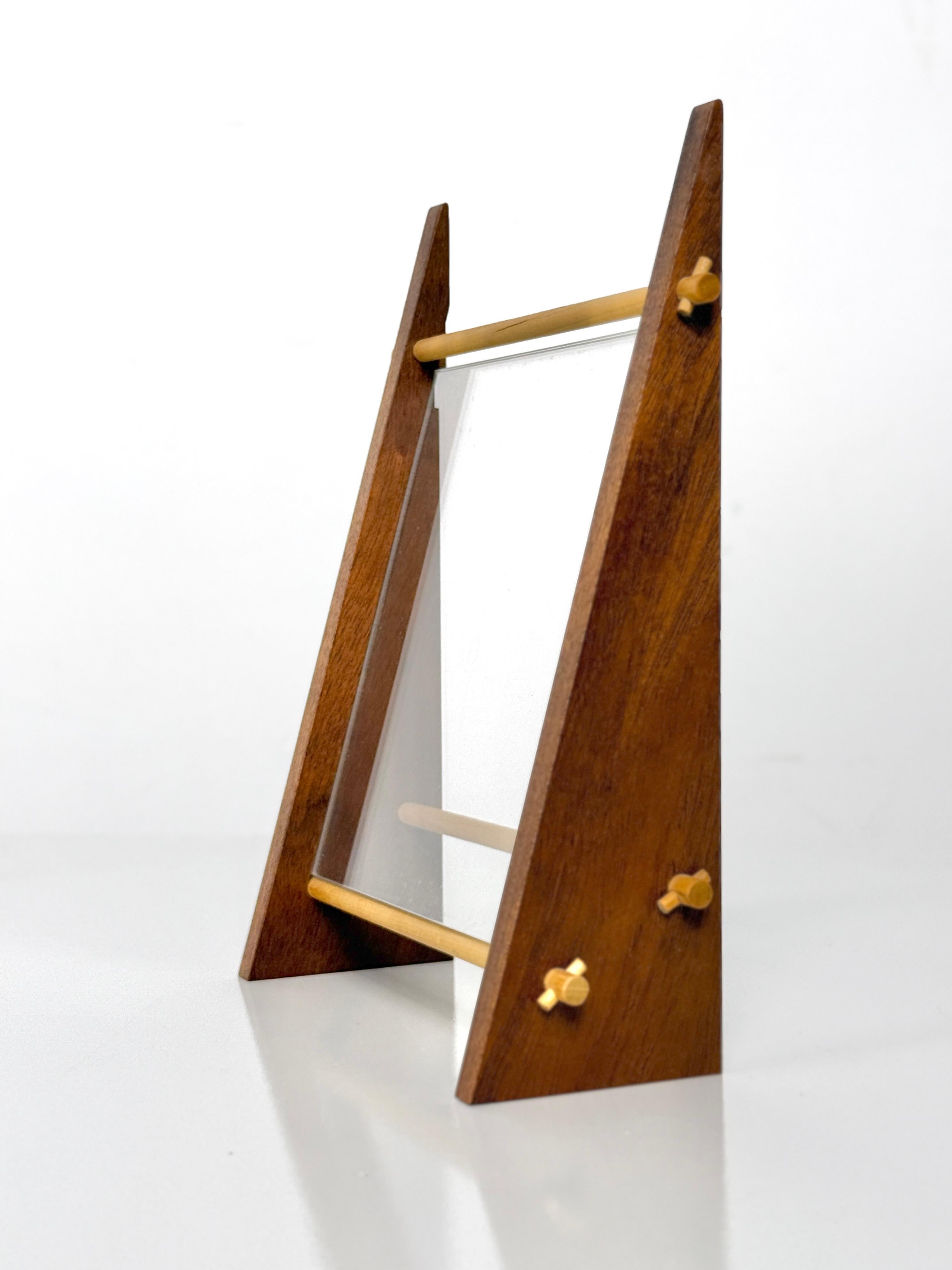 American Studio Craft Modern Wood and Acrylic Architectural Picture Frame 1980s In Good Condition For Sale In Troy, MI
