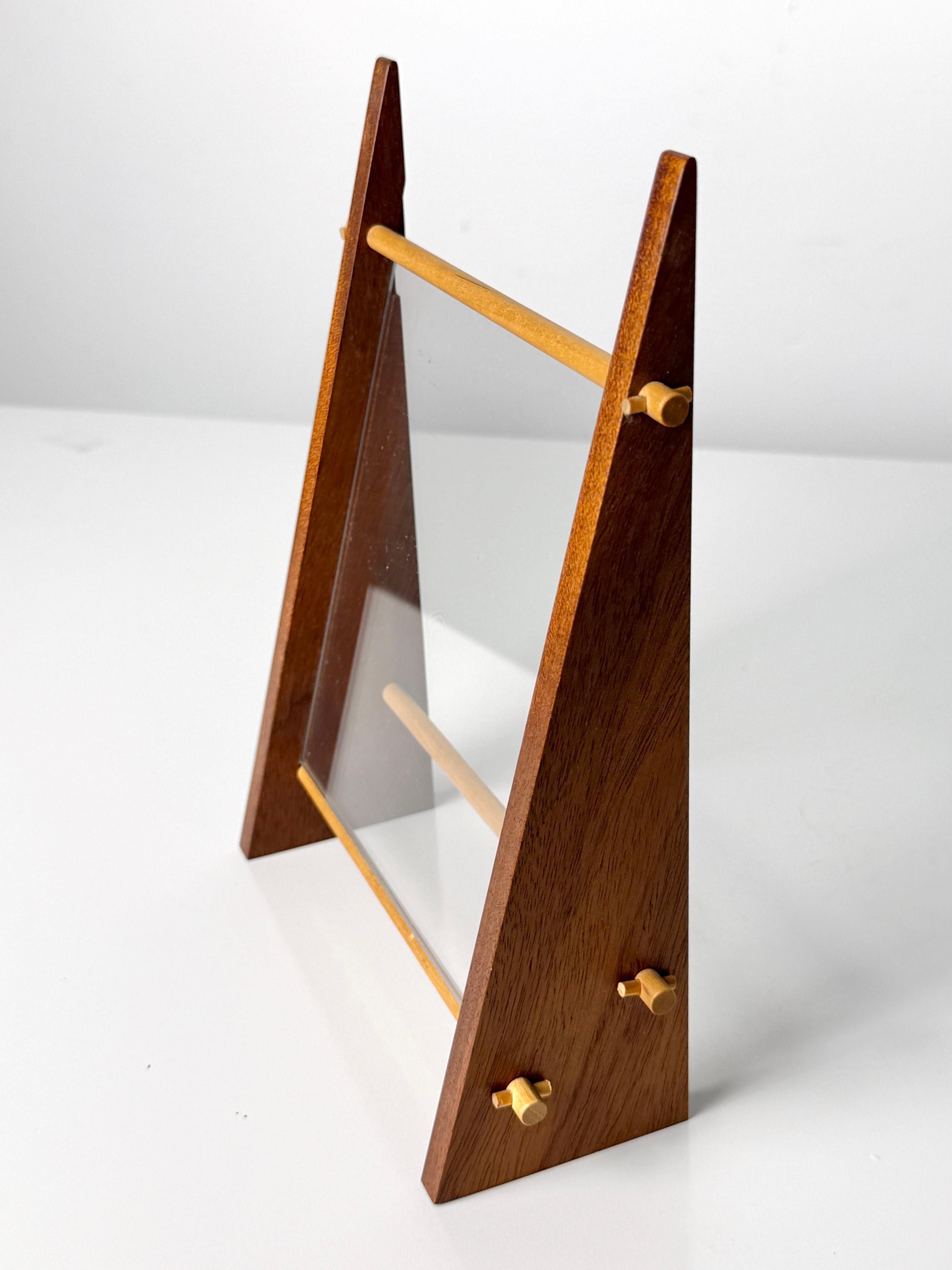Birch American Studio Craft Modern Wood and Acrylic Architectural Picture Frame 1980s For Sale