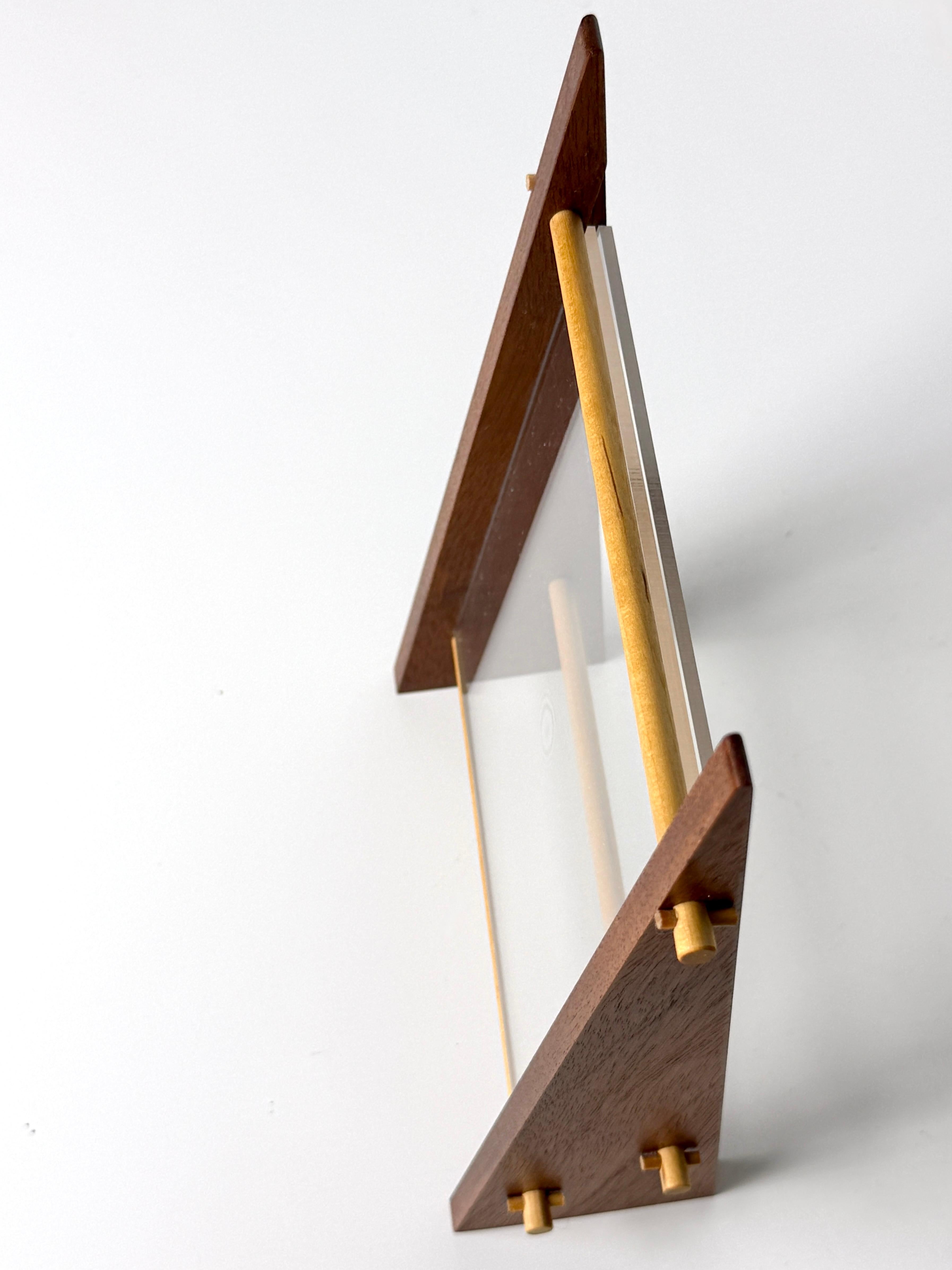 American Studio Craft Modern Wood and Acrylic Architectural Picture Frame 1980s For Sale 2