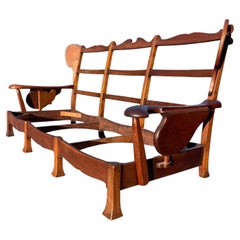 American Studio Craft Monterey Ranch Style Paddle Arm Ladder Back Walnut Sofa