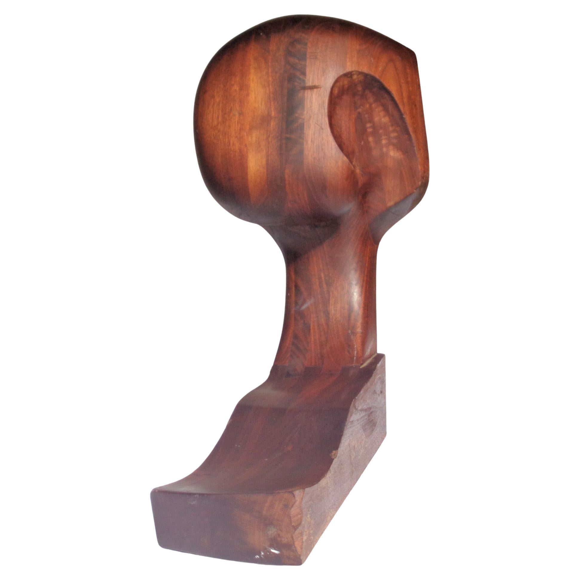 Hand-Carved American Studio Craft Movement Abstract Sculpture Wood Bust, 1970-1980 For Sale