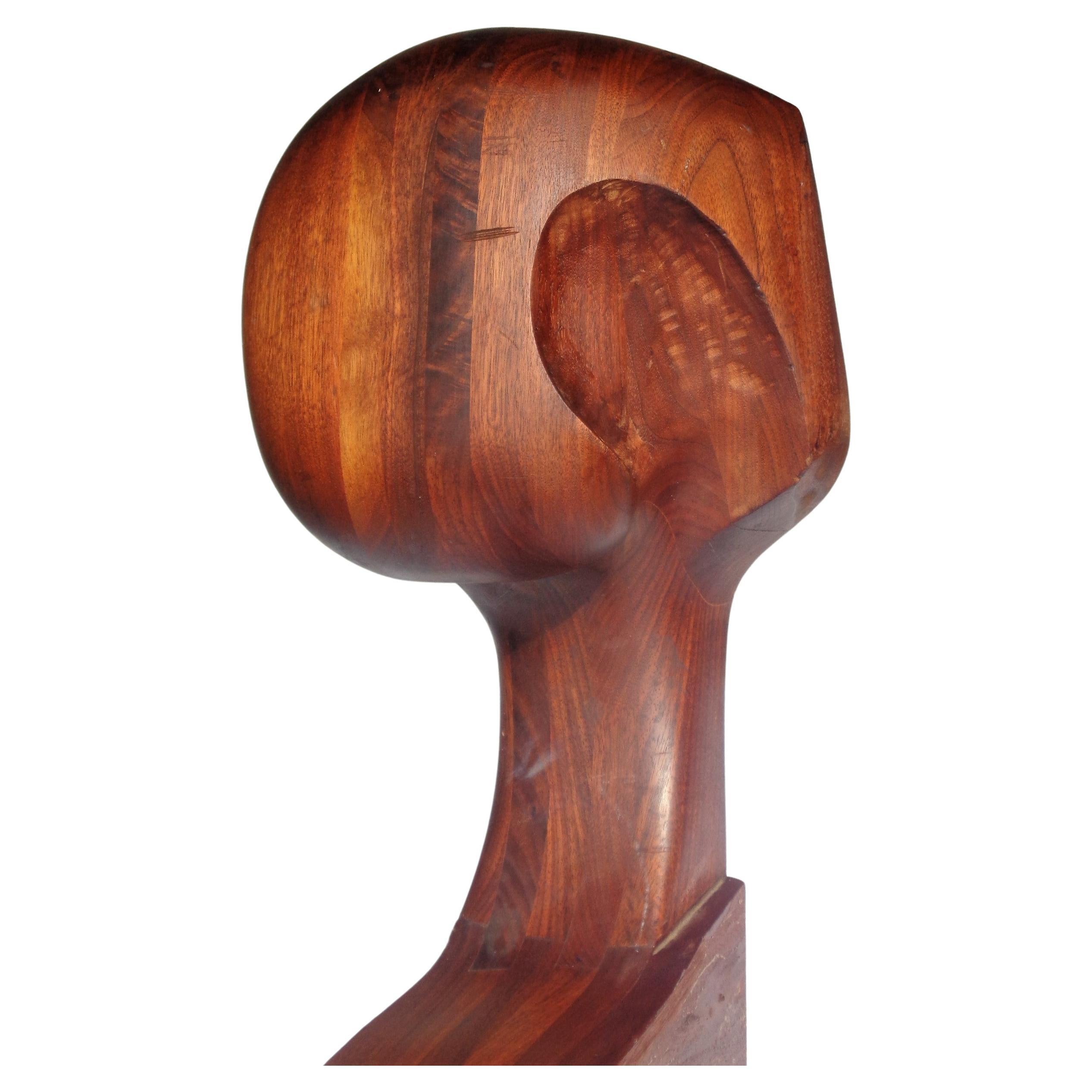 American Studio Craft Movement Abstract Sculpture Wood Bust, 1970-1980 In Good Condition For Sale In Rochester, NY