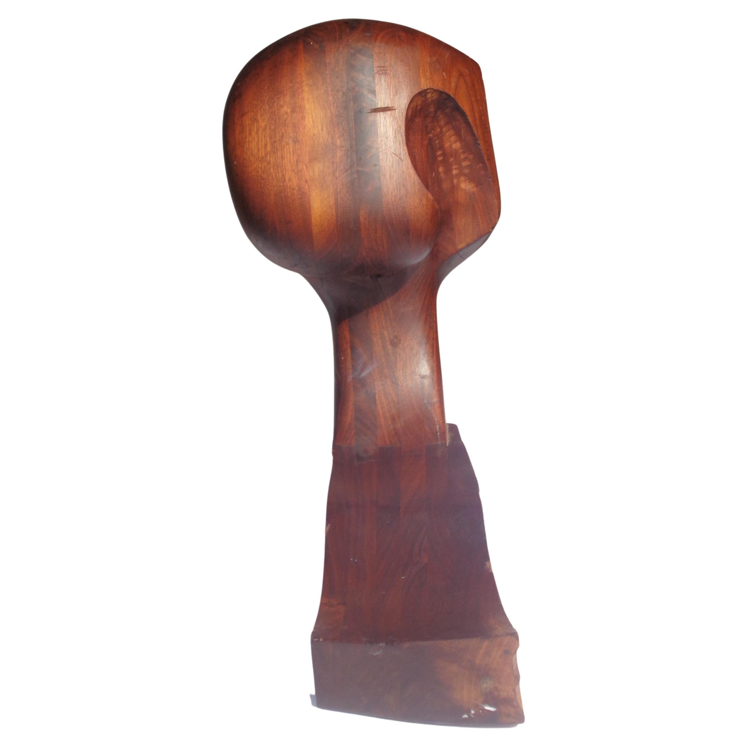 20th Century American Studio Craft Movement Abstract Sculpture Wood Bust, 1970-1980 For Sale