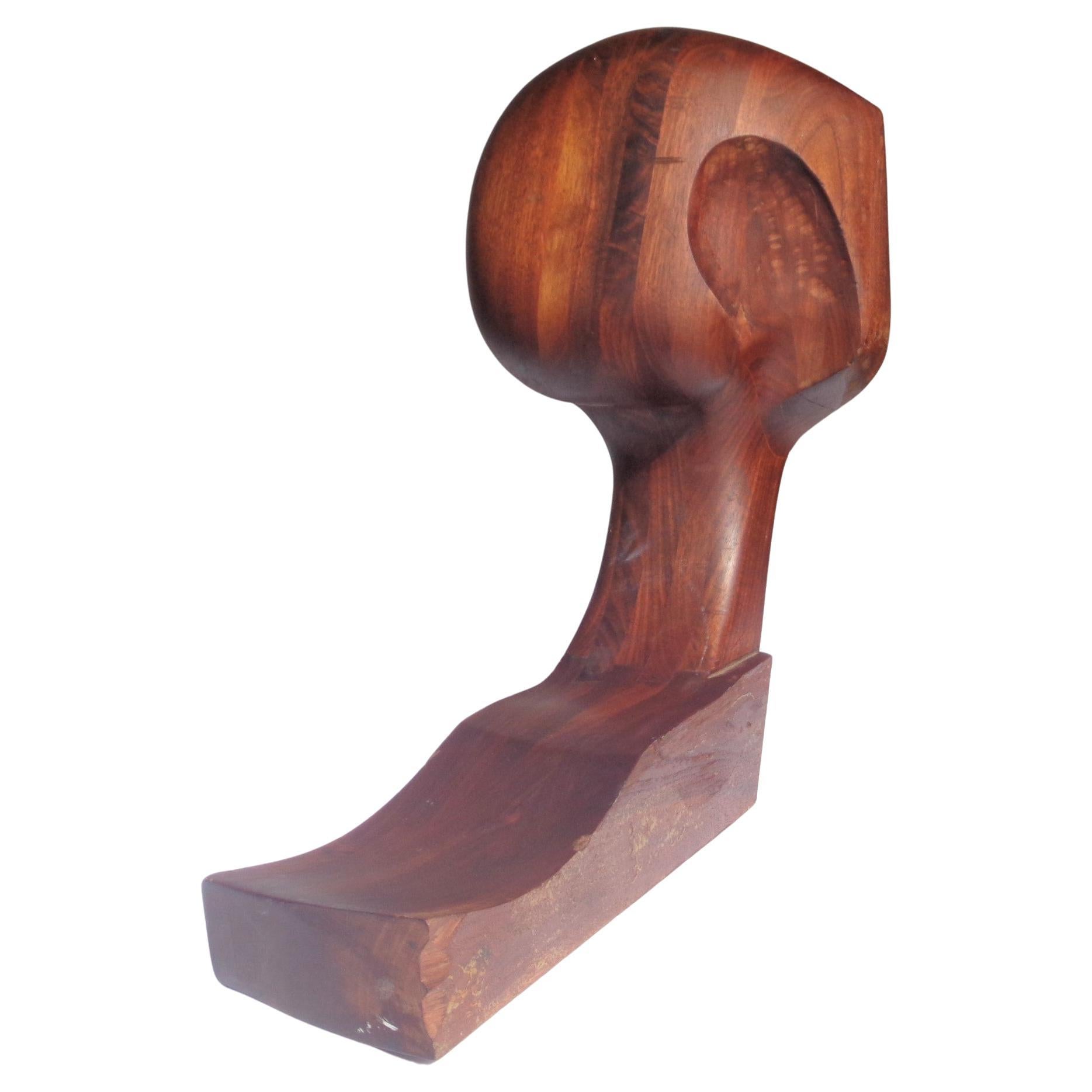 American Studio Craft Movement Abstract Sculpture Wood Bust, 1970-1980
