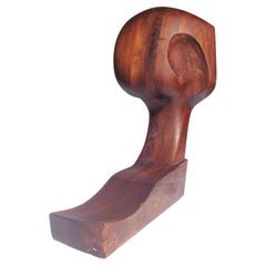 American Studio Craft Movement Abstract Sculpture Wood Bust, 1970-1980