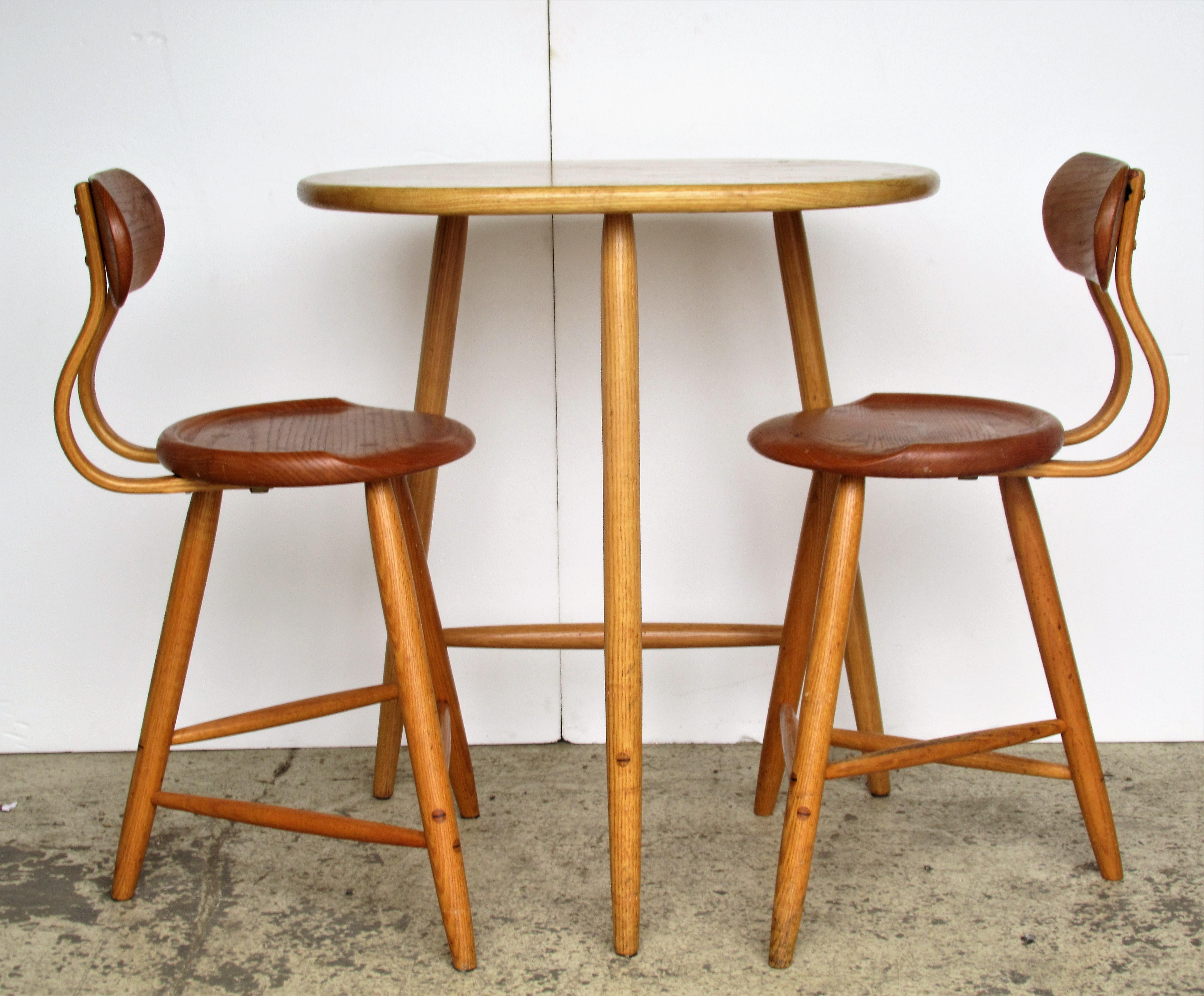 American Craftsman American Studio Craft Movement Stools and Table by Kai Pedersen, circa 1980