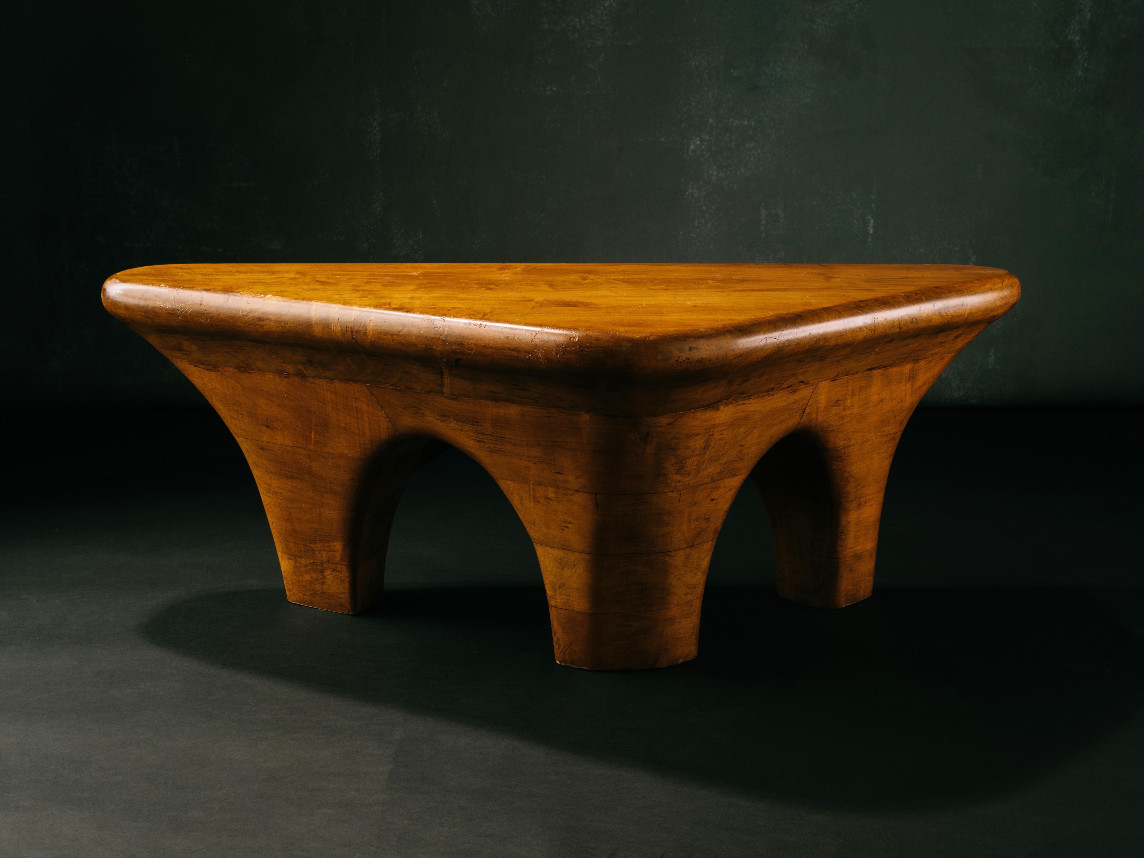 Late 20th Century American Studio Craft Movement Triangular Architectural Cocktail Table, 1970s For Sale