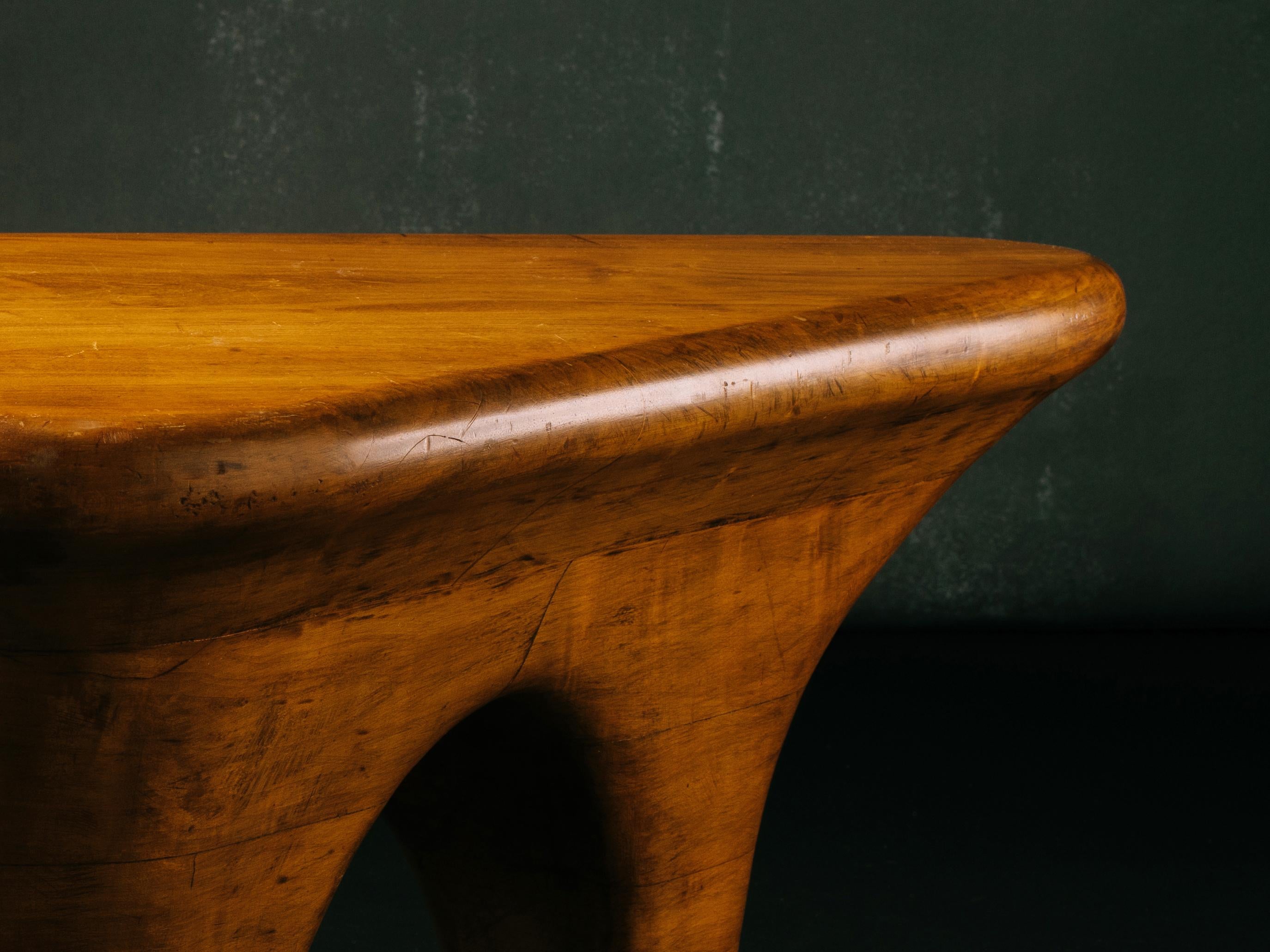 Wood American Studio Craft Movement Triangular Architectural Cocktail Table, 1970s For Sale