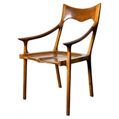 American Studio Craft Sculpted Walnut Armchair In the Style of Sam Maloof