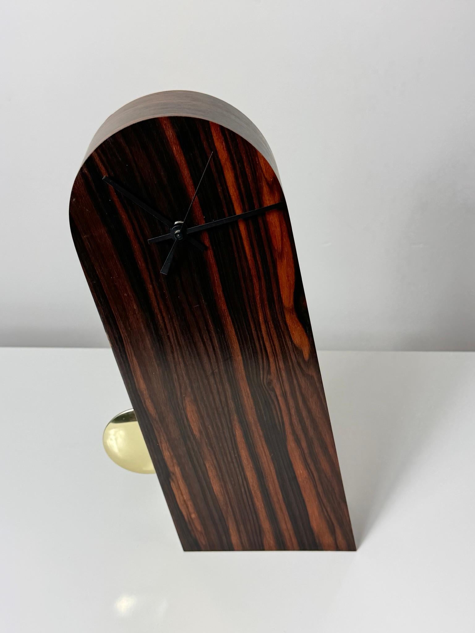American Studio Craft Sculptural Ebony Tilt Pendulum Clock by Thomas Stender In Good Condition In Troy, MI