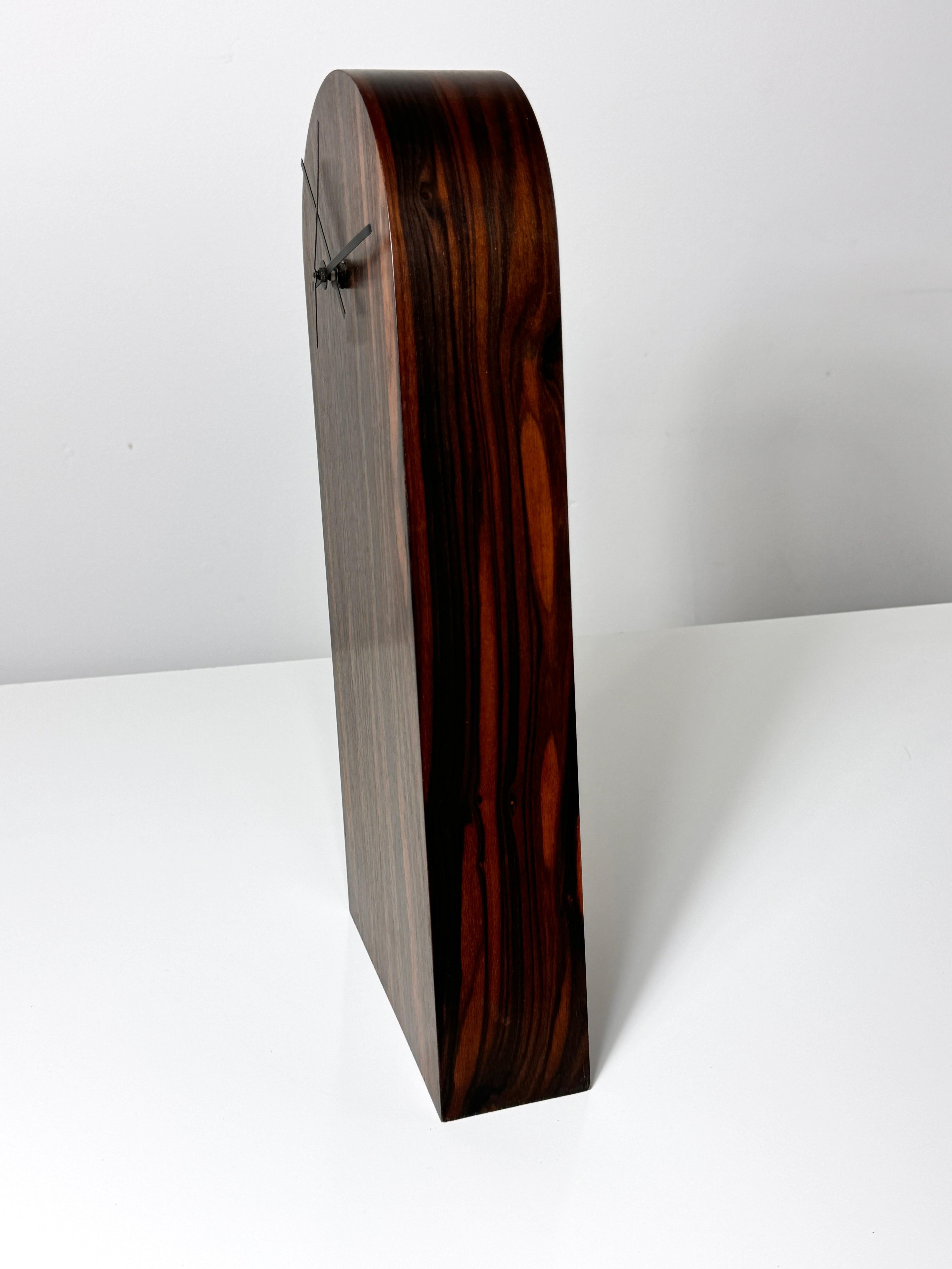 Brass American Studio Craft Sculptural Ebony Tilt Pendulum Clock by Thomas Stender