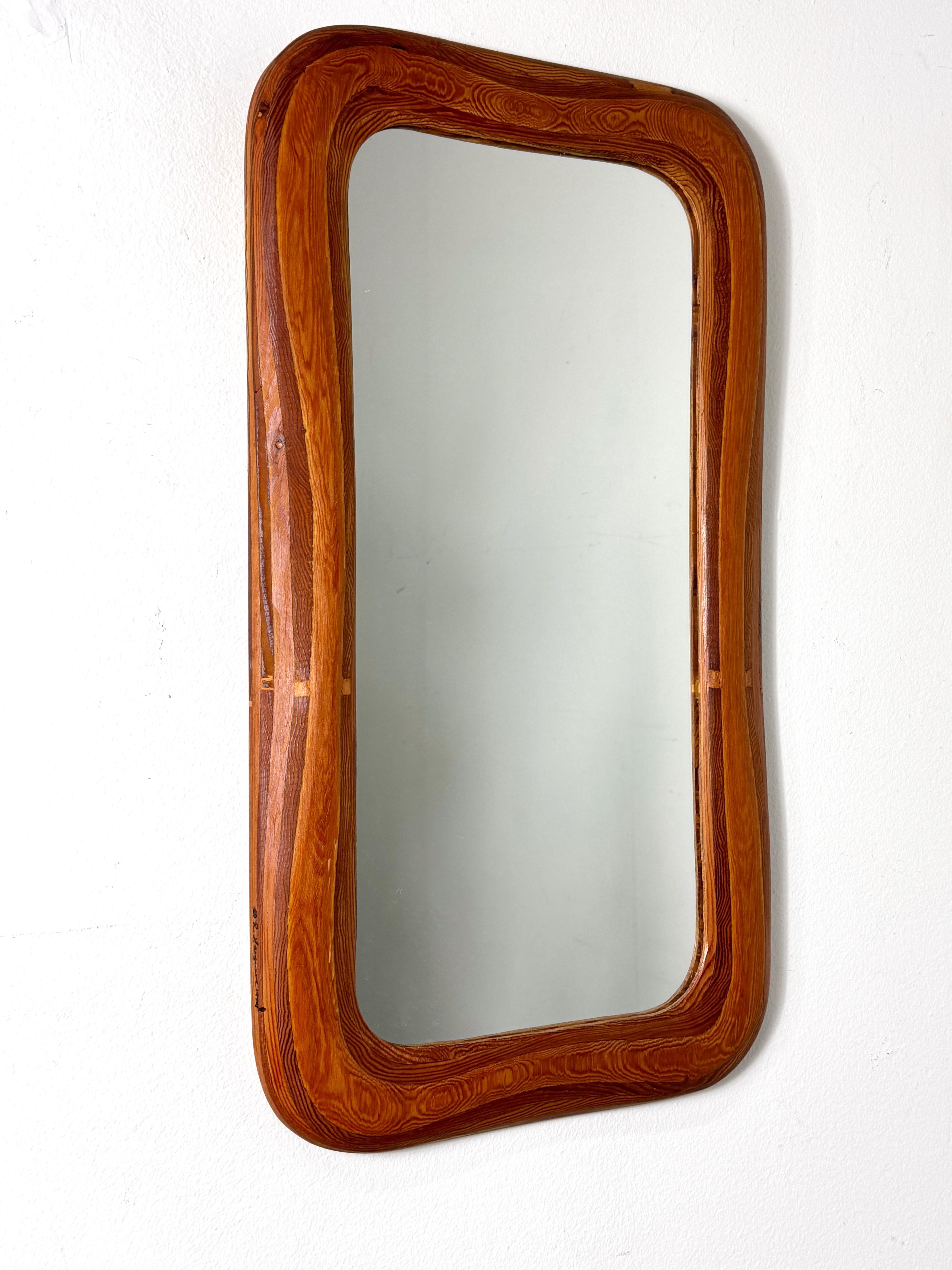 Organic Modern American Studio Craft Sculptural Wood Wall Shelf and Mirror by Robert Hargrave For Sale