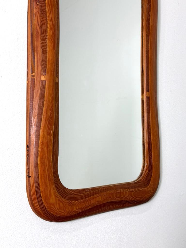 American Studio Craft Sculptural Wood Wall Shelf and Mirror by Robert Hargrave In Good Condition For Sale In Troy, MI