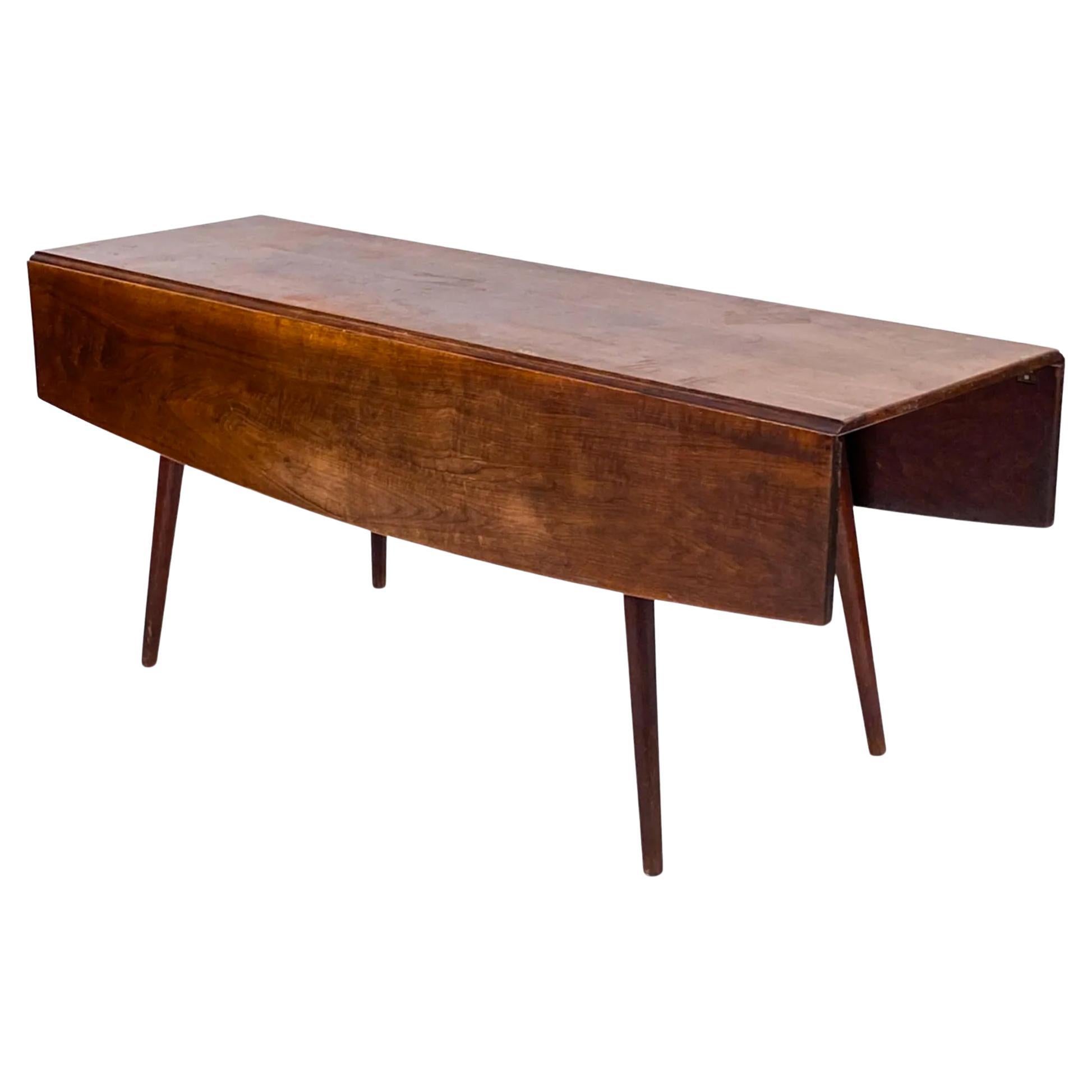 American Studio Craft Solid Walnut Drop Leaf Dining Table by Walker Weed 