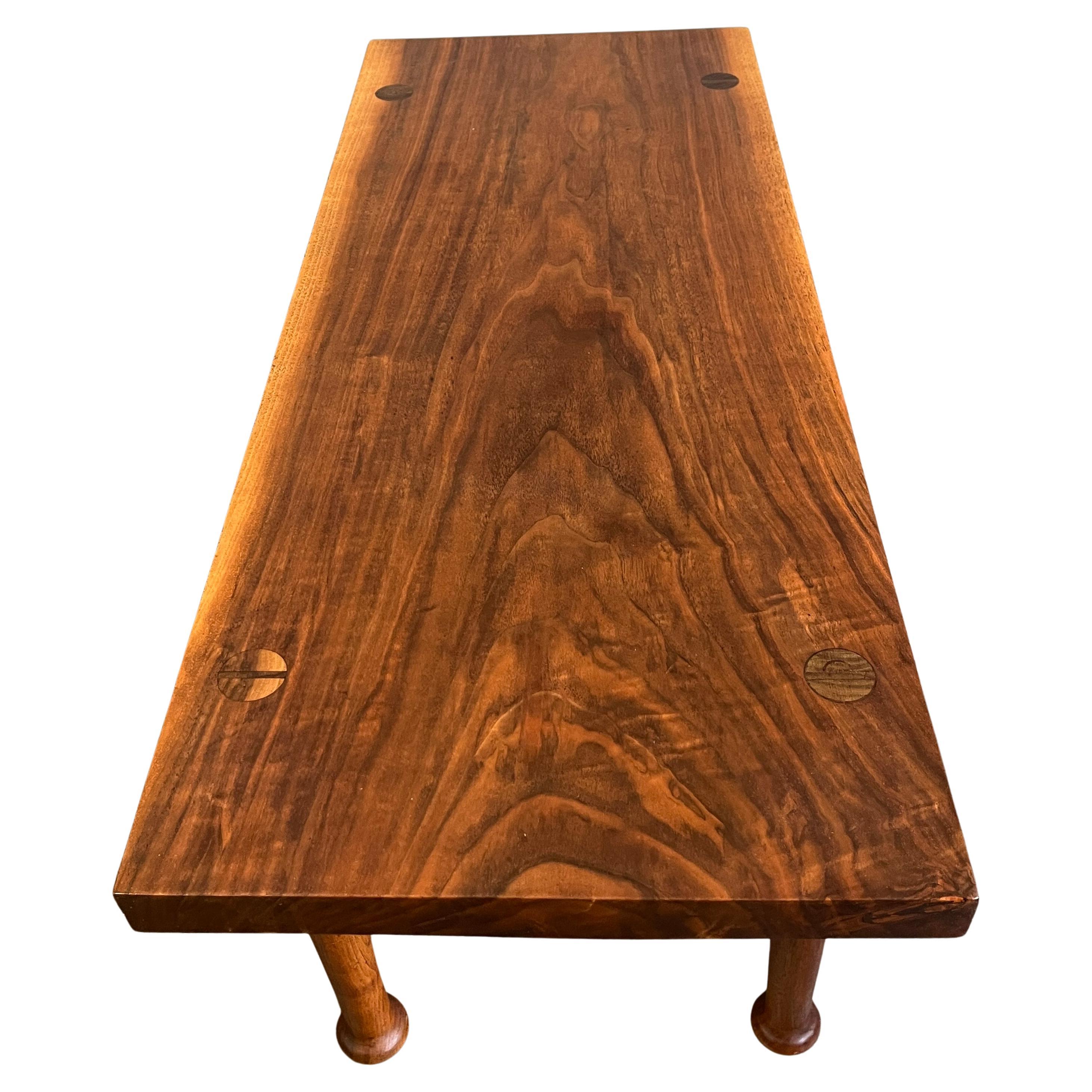 Mid-Century Modern American Studio Craft Walnut Bench or Coffee Table Phillip Powell For Sale
