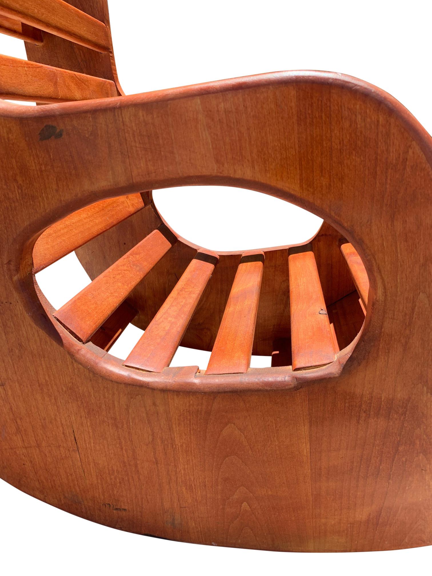 North American American Studio Craft Wood Rocking Chair Mid-Century Modern