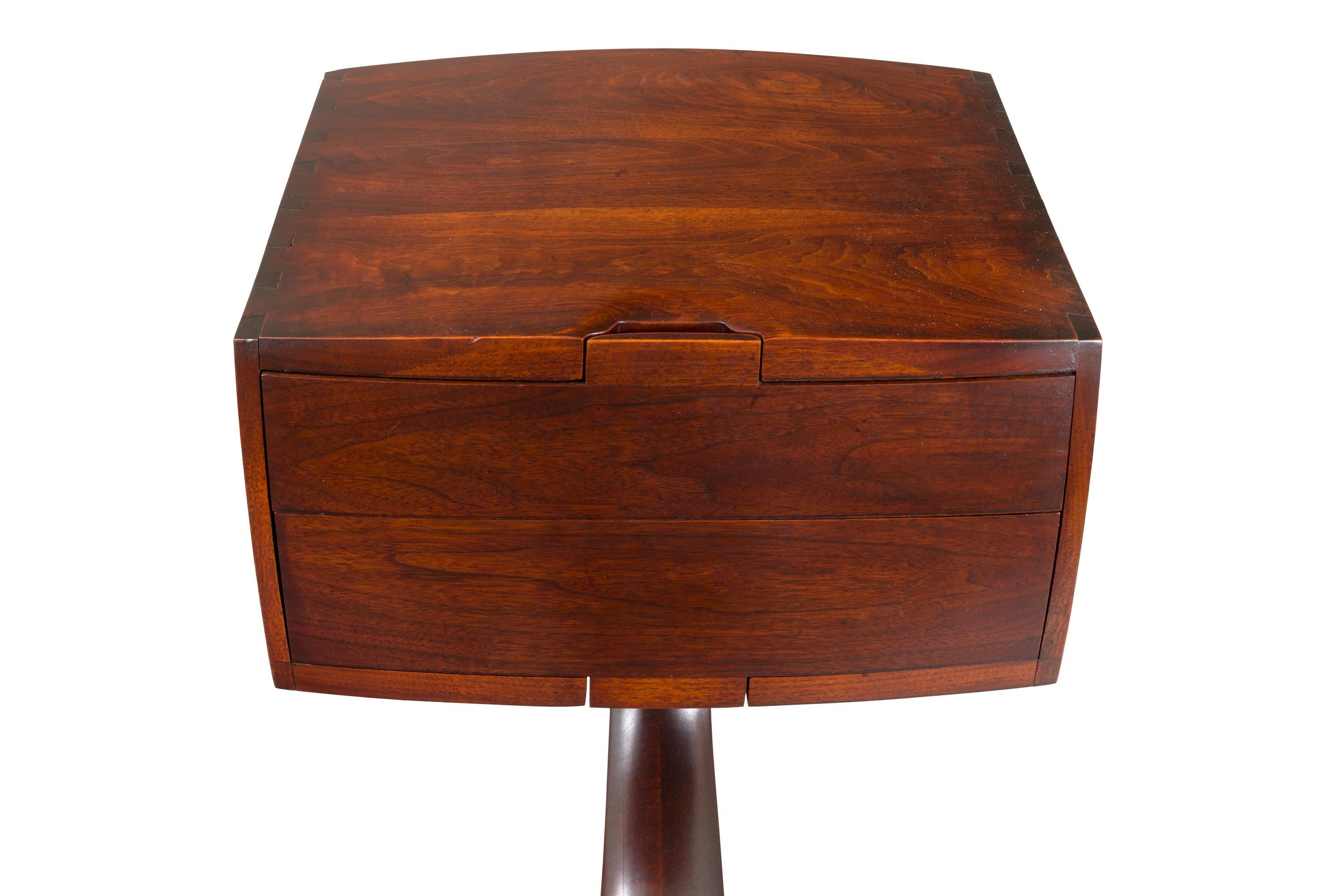 Mid-20th Century American Studio Crafts Movement Walnut Two-Drawer Stand, USA 1960s For Sale