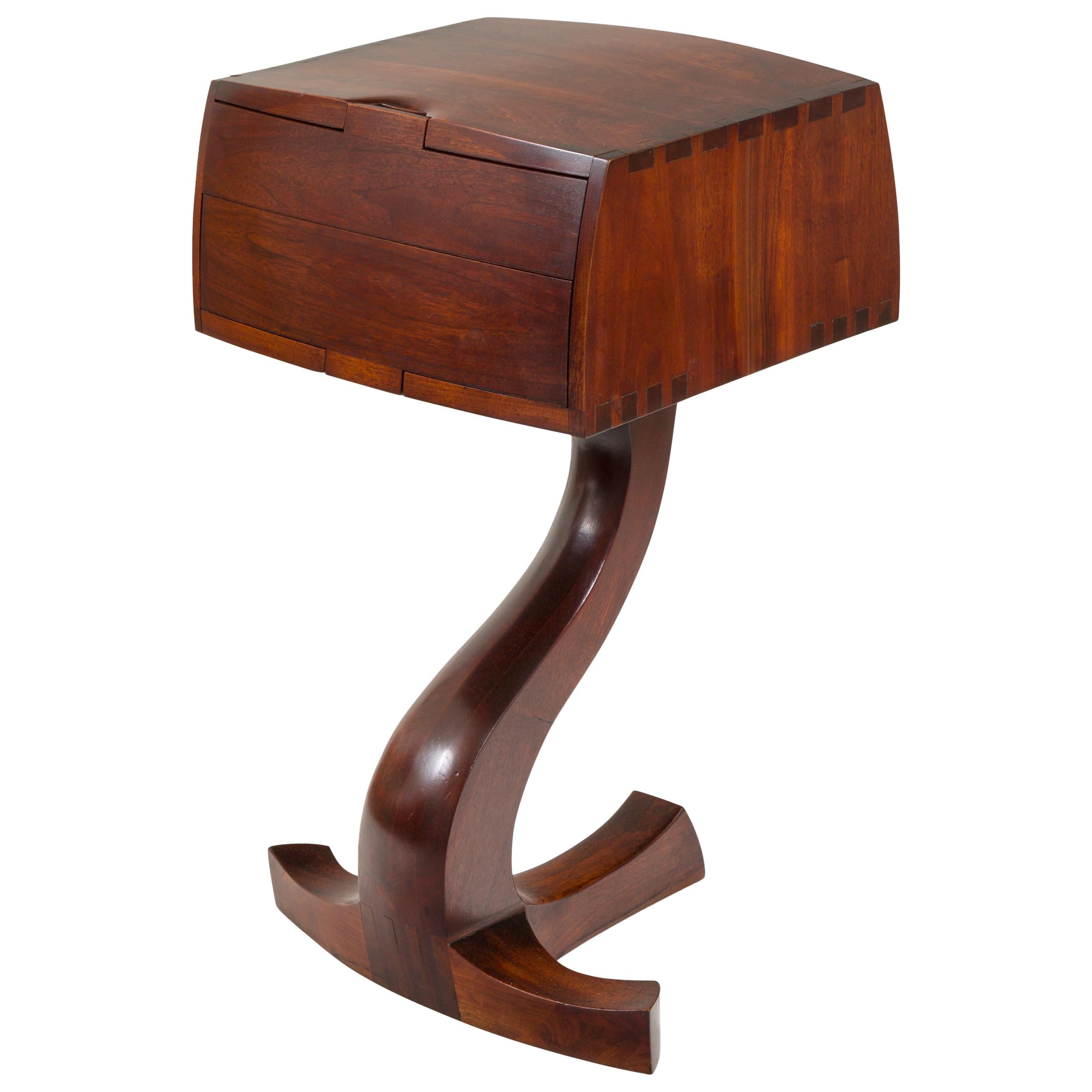 American Studio Crafts Movement Walnut Two-Drawer Stand, USA 1960s For Sale