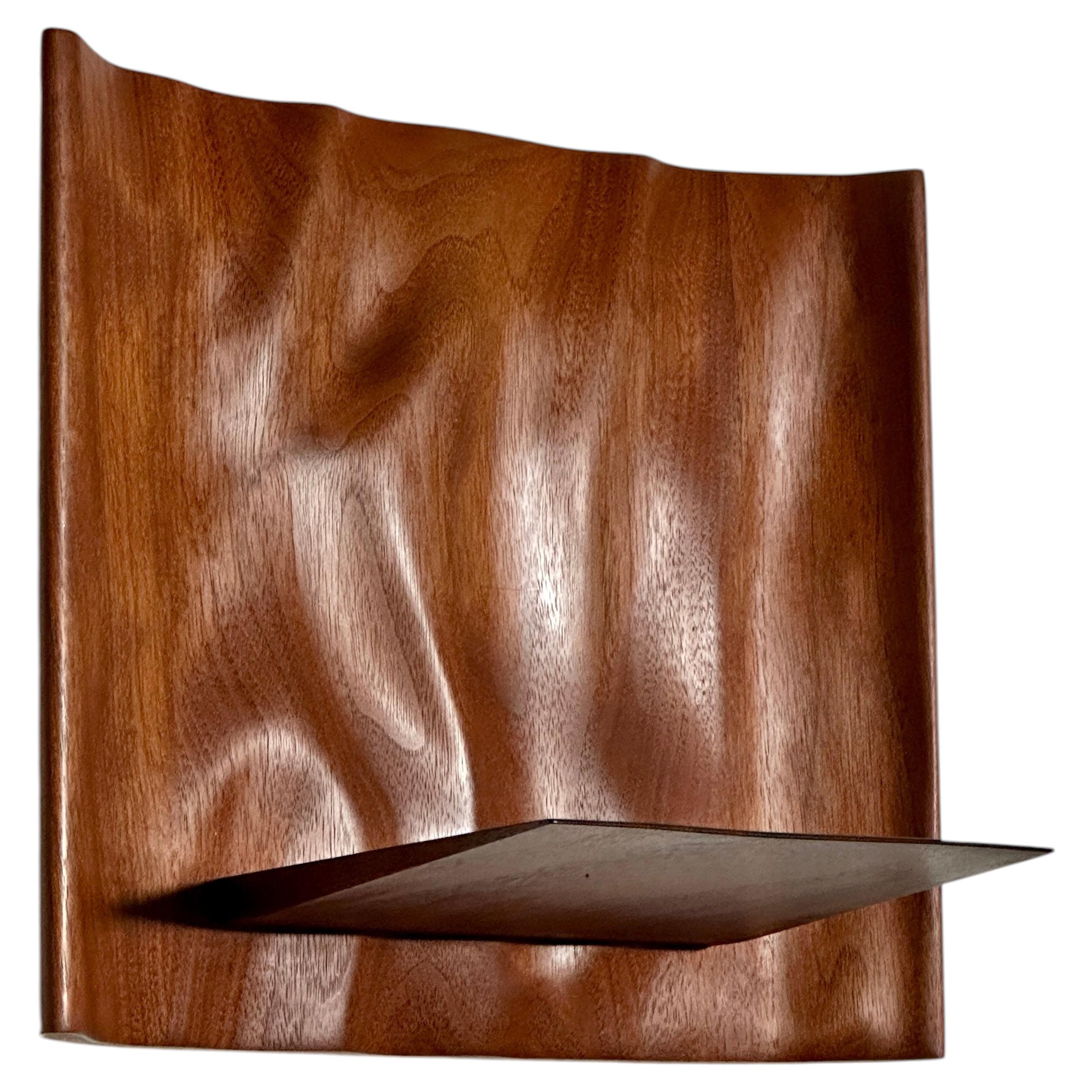 American Studio Hand-Sculpted Walnut Waterfall Shelf by Roger Sloan, circa 1970
