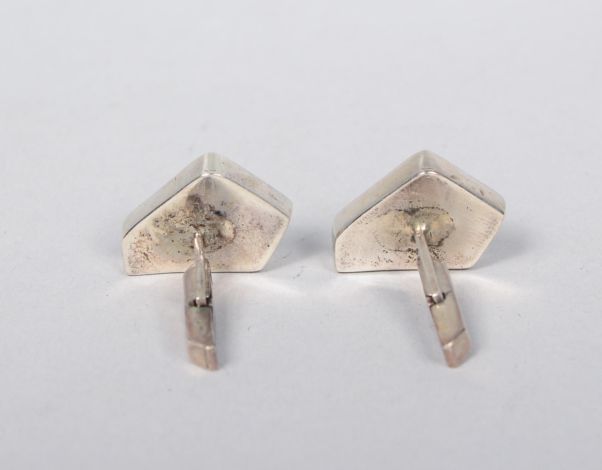 20th Century American Studio Jewelry Modernist Abstract Sterling Cufflinks For Sale
