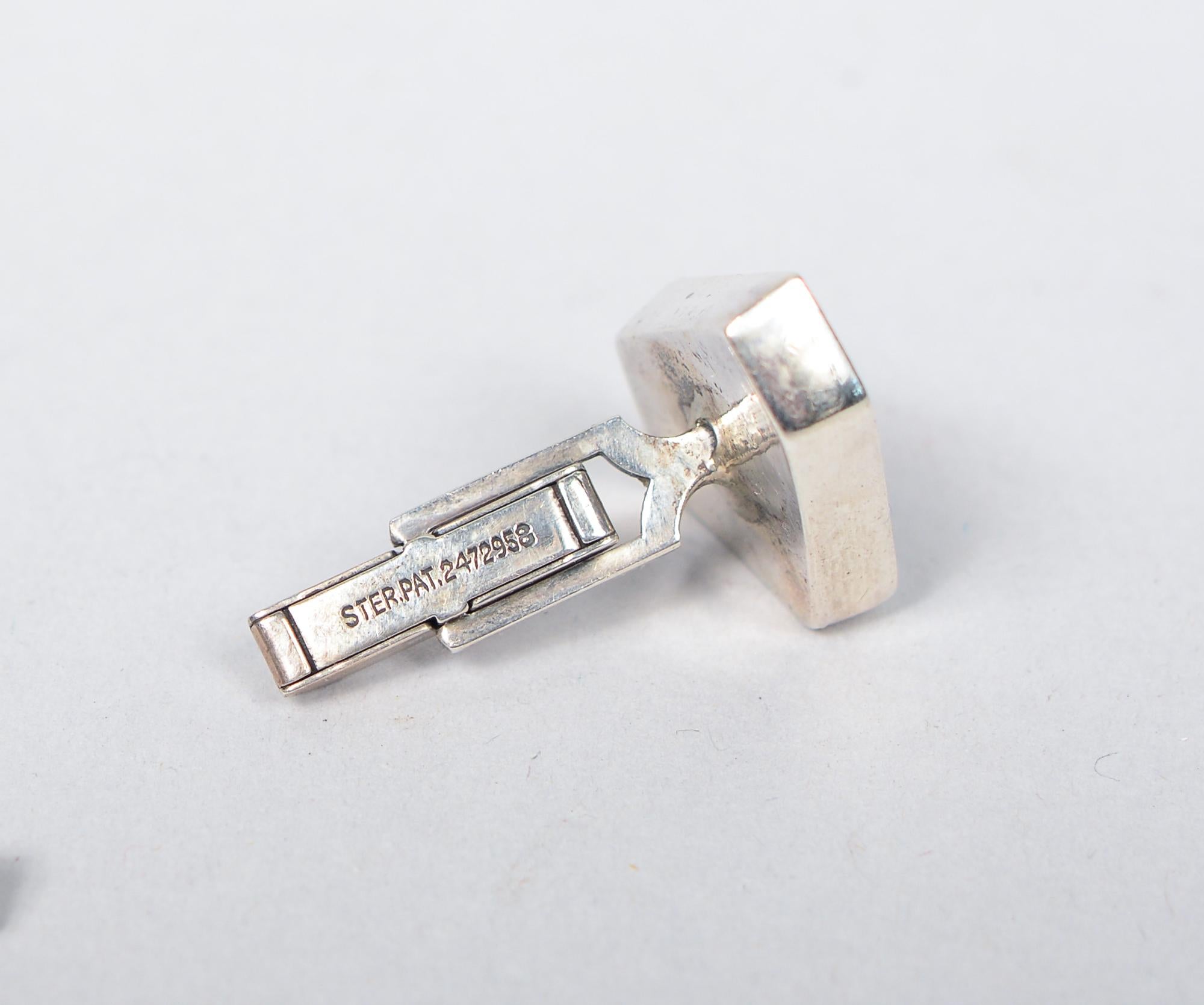 Sterling Silver American Studio Jewelry Modernist Abstract Sterling Cufflinks For Sale
