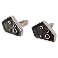 Vintage American Studio Jewelry Modernist Abstract Sterling Cufflinks