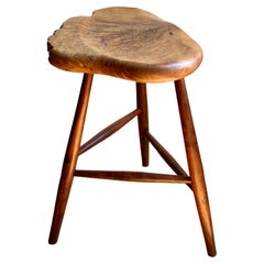 American Studio Live Edge Stool in Walnut and Maple Burl by Michael Elkan