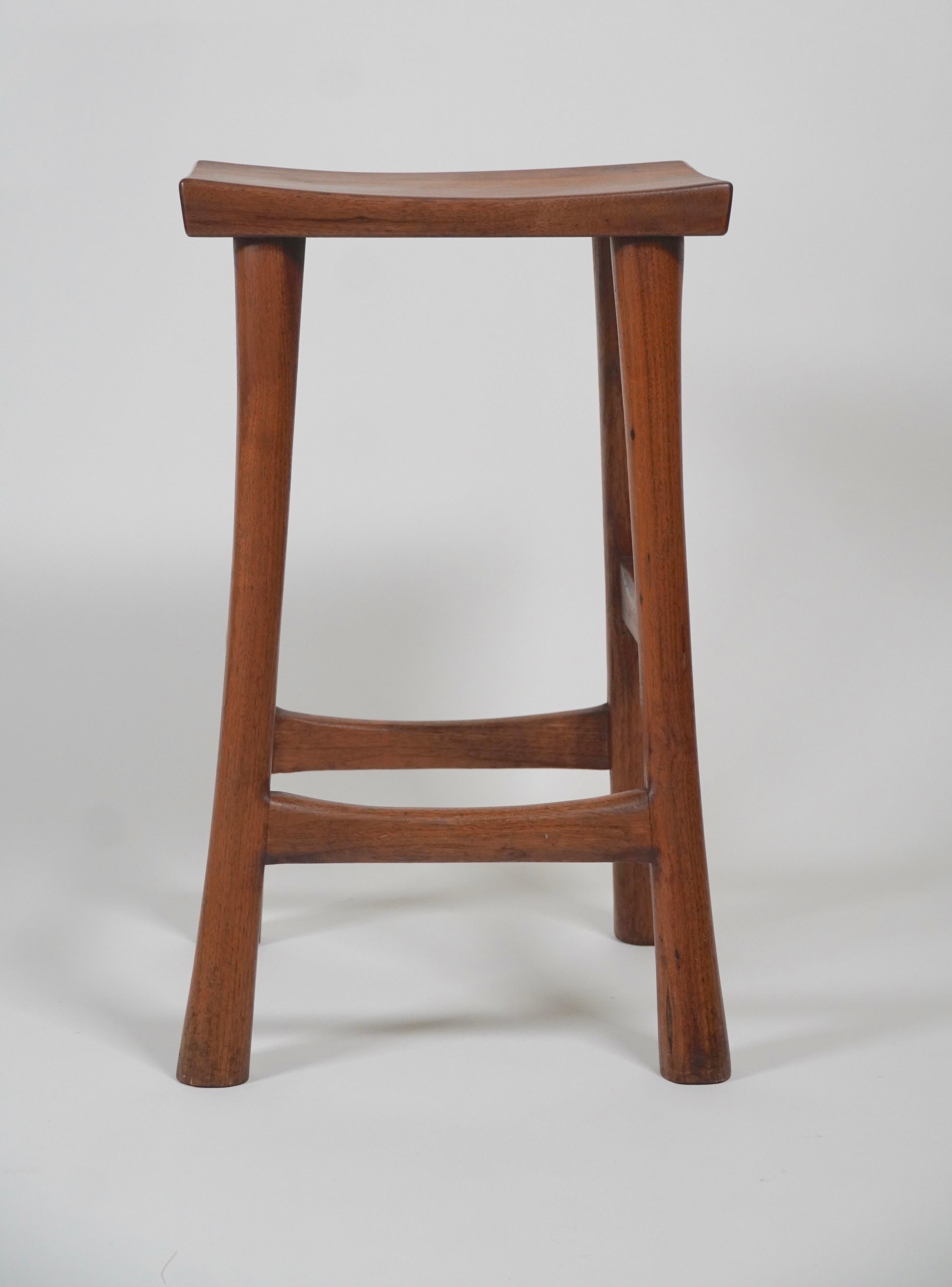 Hand-Crafted American Studio Made Organic Modern Stool in Walnut For Sale