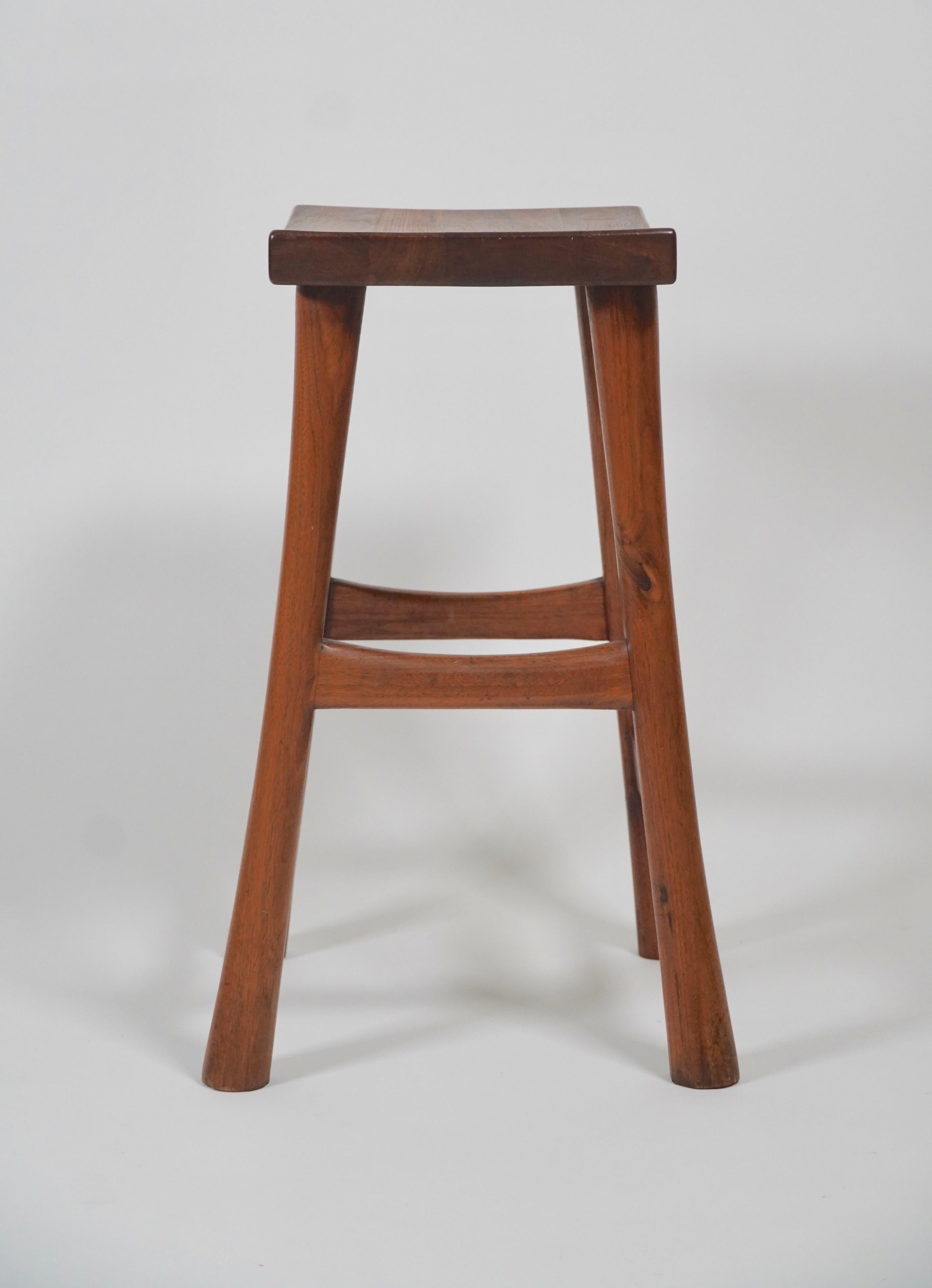 Late 20th Century American Studio Made Organic Modern Stool in Walnut For Sale