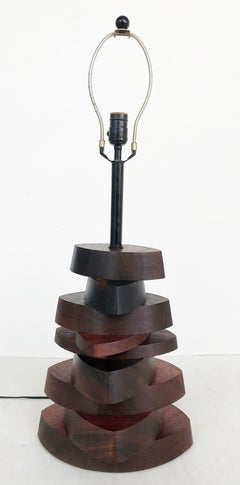 American Studio Mechanical Wood Specimen Table Lamp, Mid-Late 20th Century