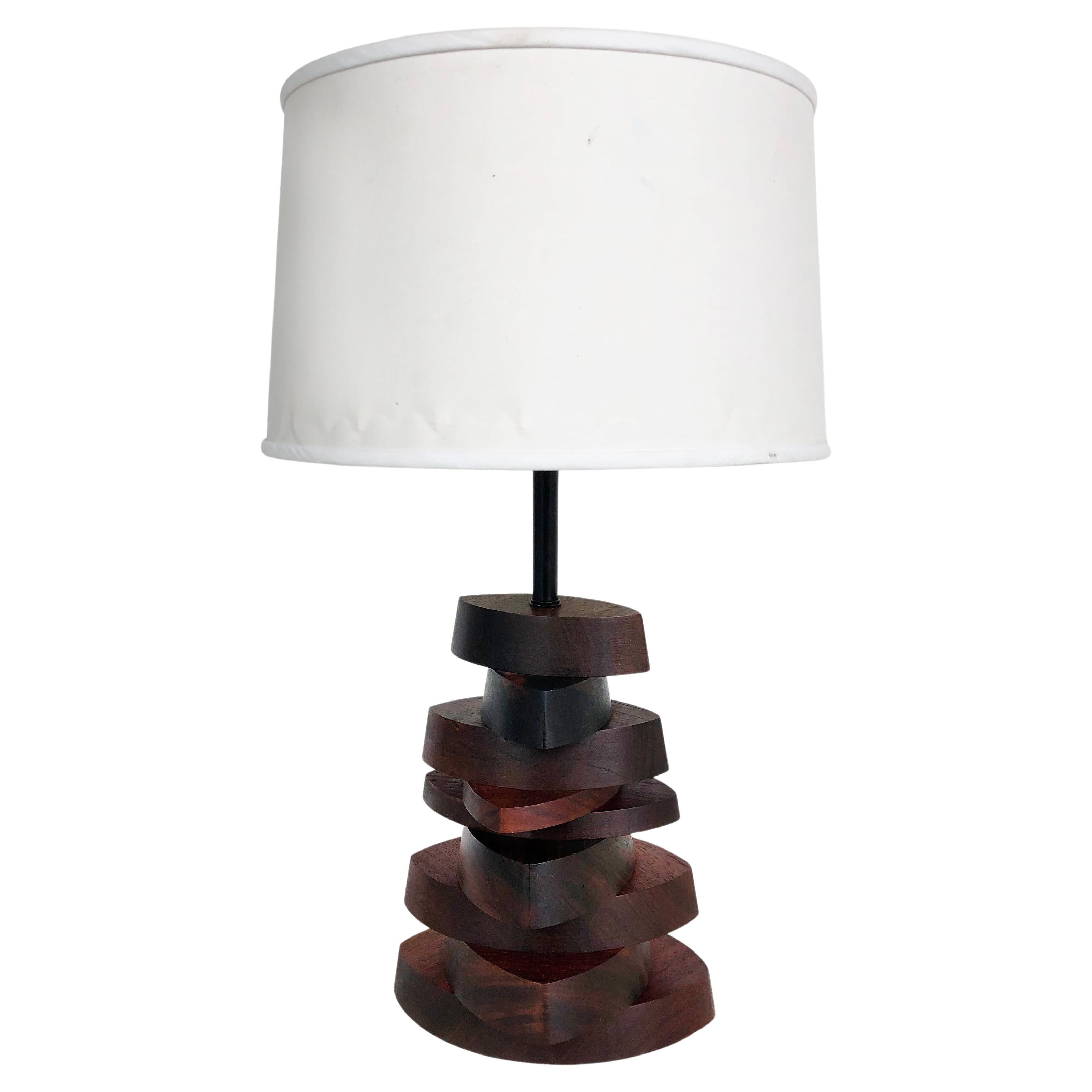 American Studio Mechanical Wood Specimen Table Lamp, Mid-Late 20th Century For Sale