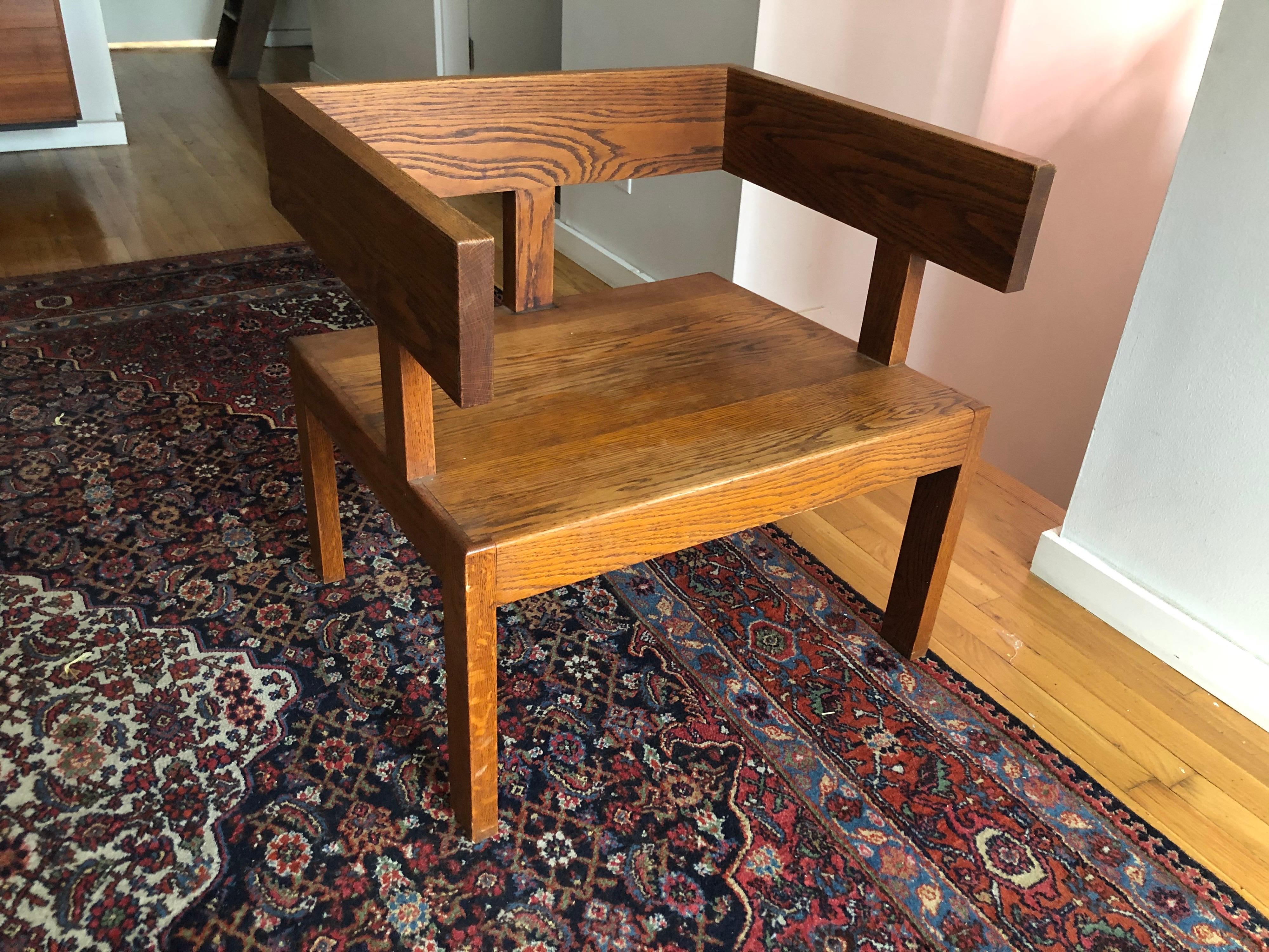 Vintage de Stijl style Studio Craft Oak Armchair In Good Condition In Brooklyn, NY