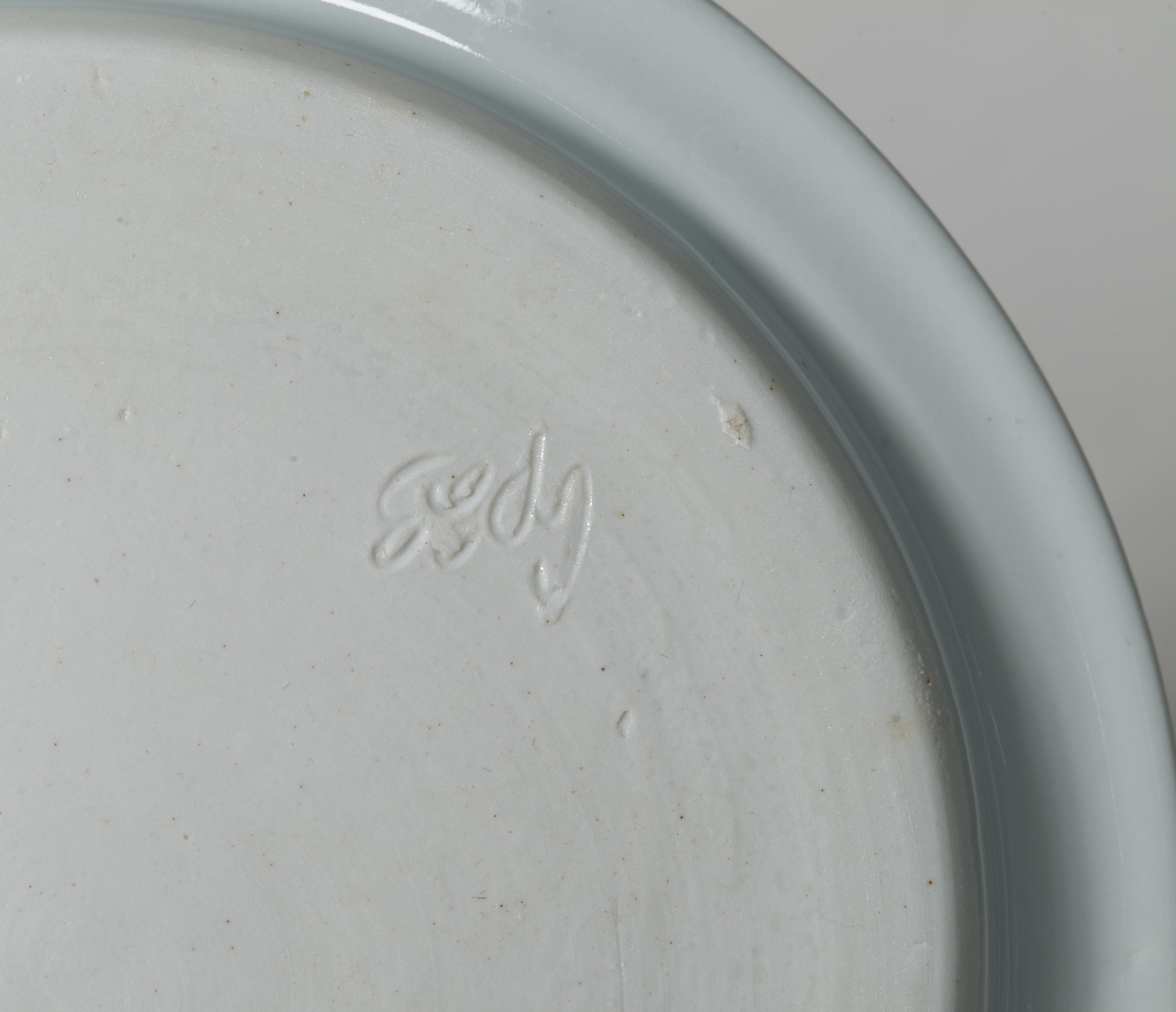 Amerikanische Studio Pottery Beerenschale und Unterteller, Blau & Weiß (21. Jahrhundert und zeitgenössisch) im Angebot