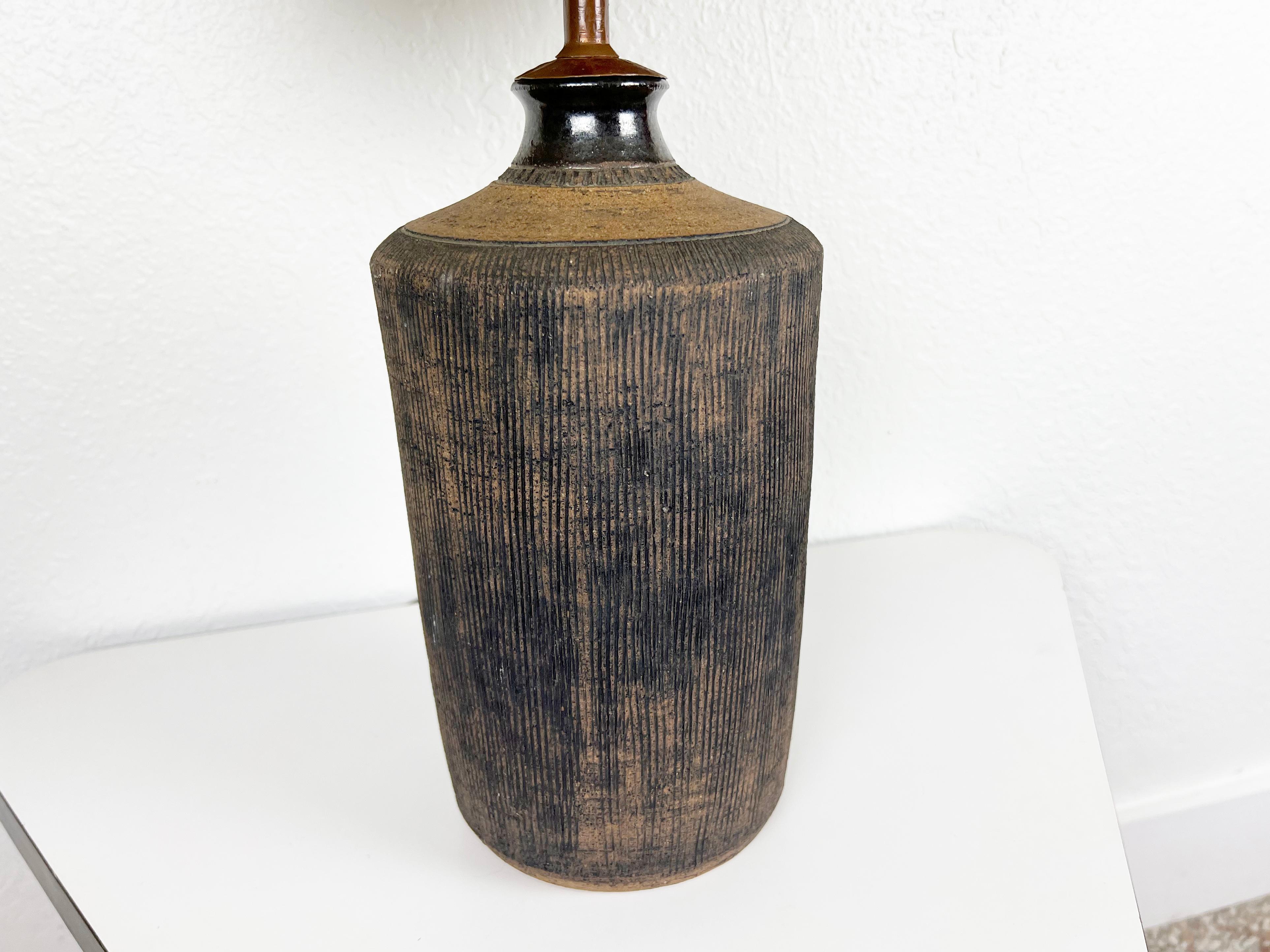 Hand-Crafted American Studio Pottery Sgraffito Table Lamp