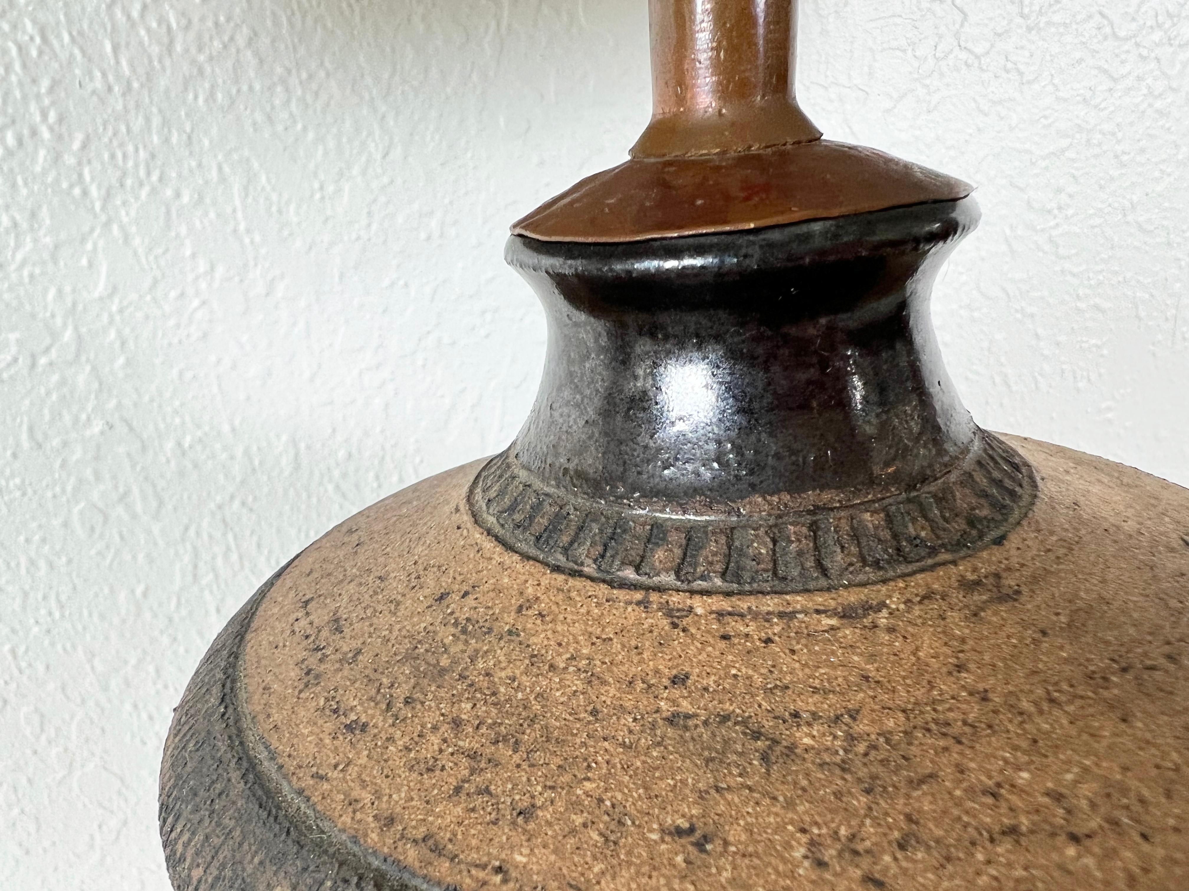 Ceramic American Studio Pottery Sgraffito Table Lamp