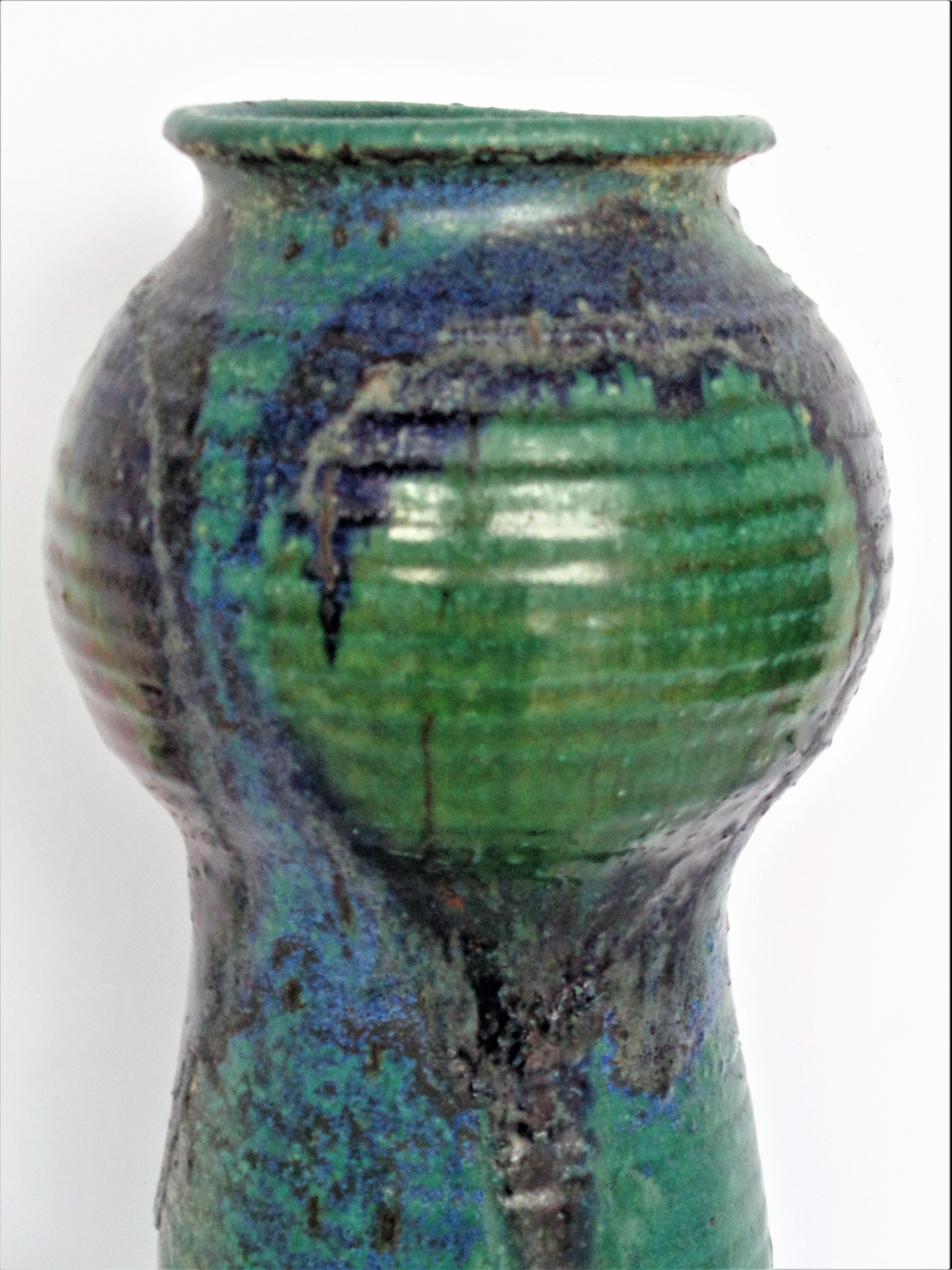 American Craftsman American Studio Pottery Tall Vase by John Loree, Circa 1960's