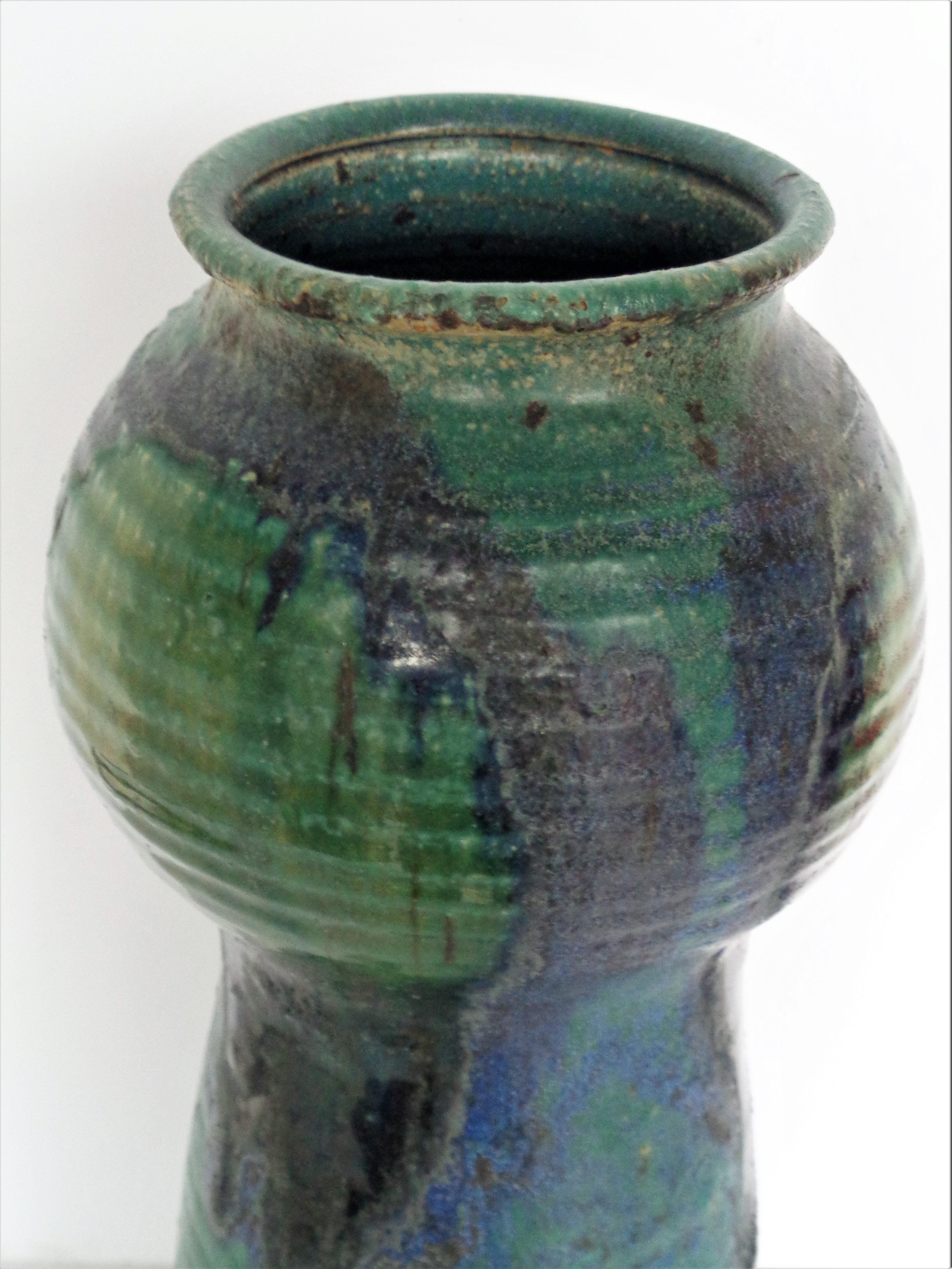 Fired American Studio Pottery Tall Vase by John Loree, Circa 1960's