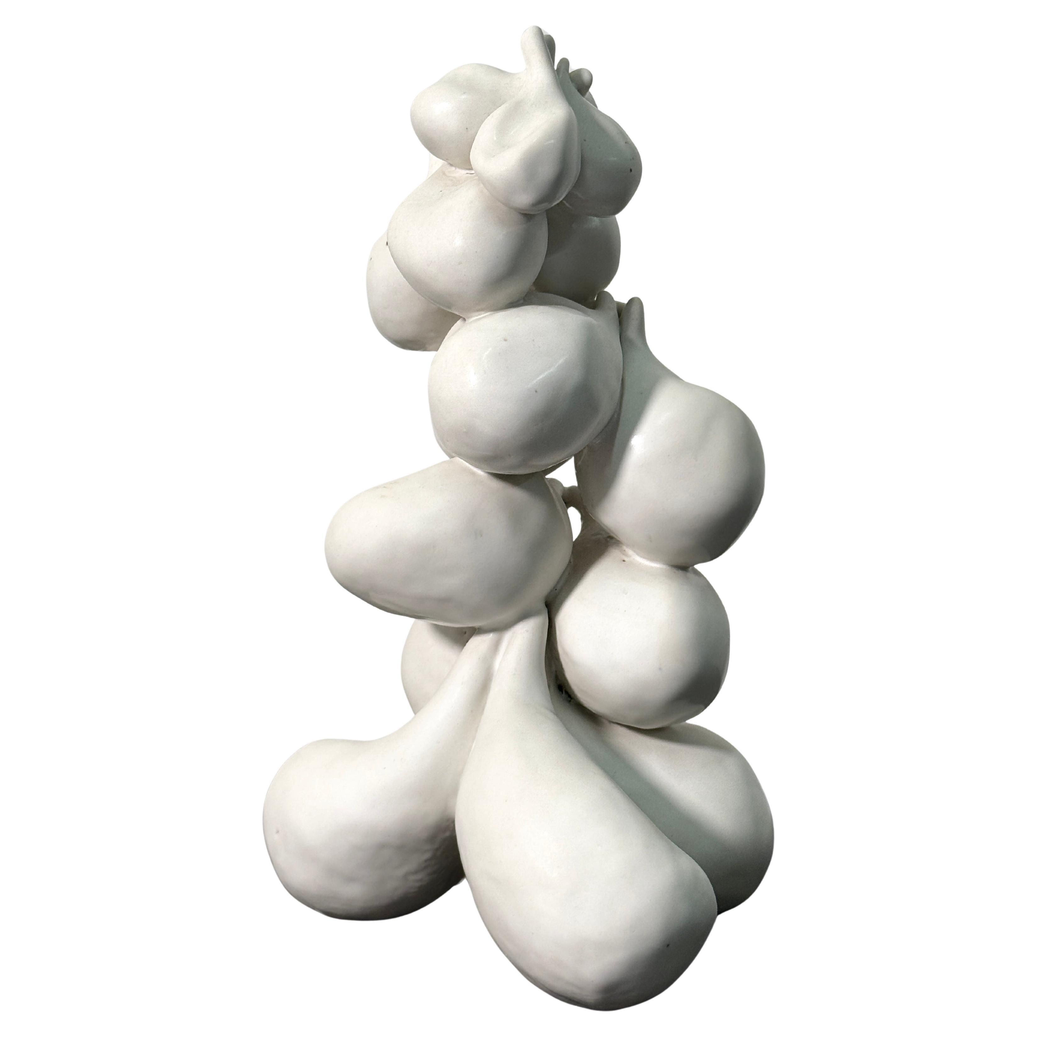 Abstract Ceramic Sculpture by Lorraine Goldberg, Matte White Organic Form