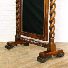 American Style Mahogany and Bronze Cheval Mirror