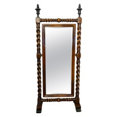 Retro American Style Mahogany and Bronze Cheval Mirror