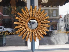 American Sunburst Gilt Carved Wood & Gesso Bullseye Wall Mirror, C. 1870